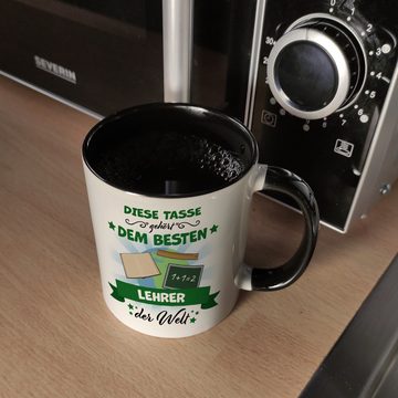 speecheese Tasse Bester Lehrer der Welt Kaffeebecher Schwarz