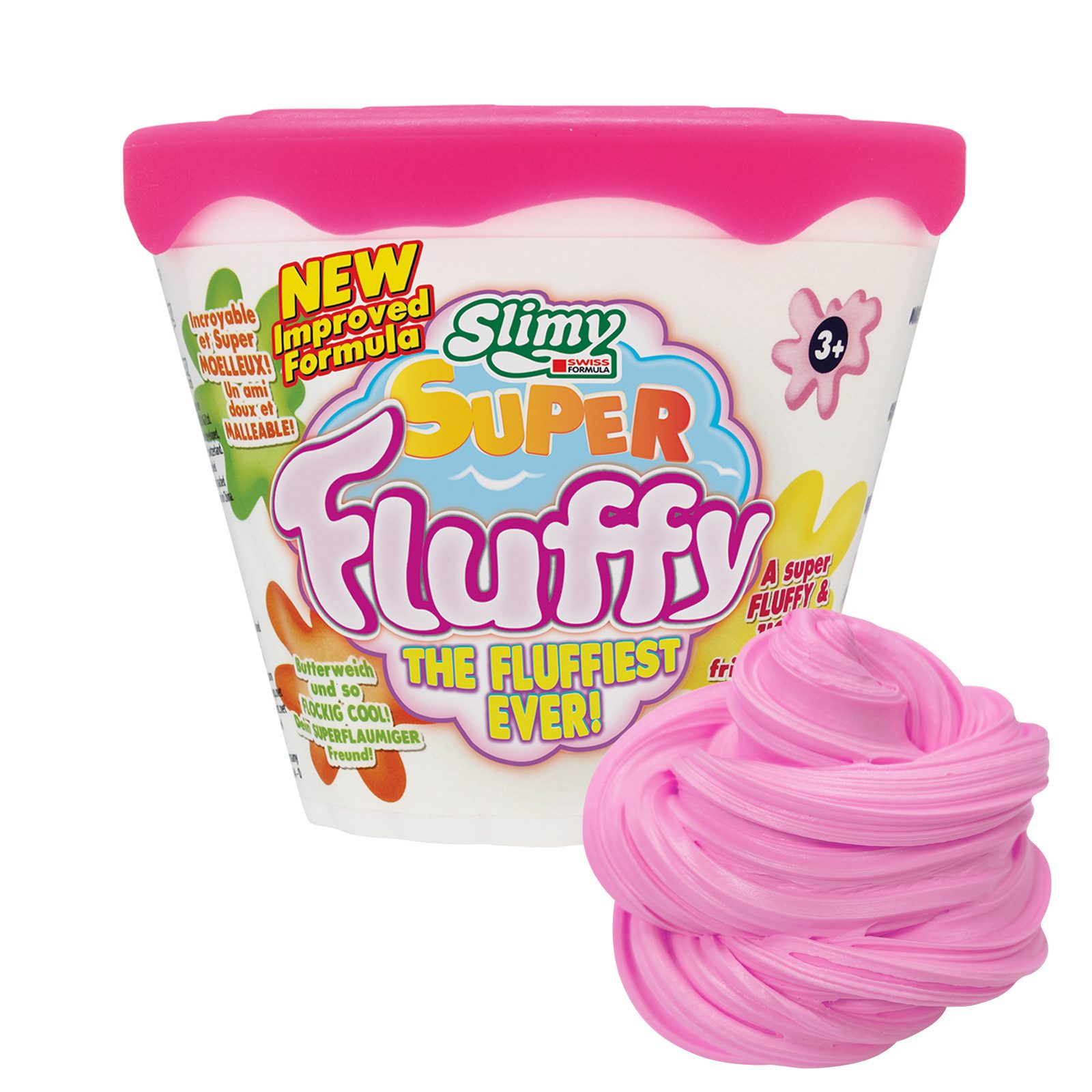 Slimy® Knete Super Fluffy (1-tlg), 100g Spielmasse im Spielbecher - der flaumigste Original Slimy Slime