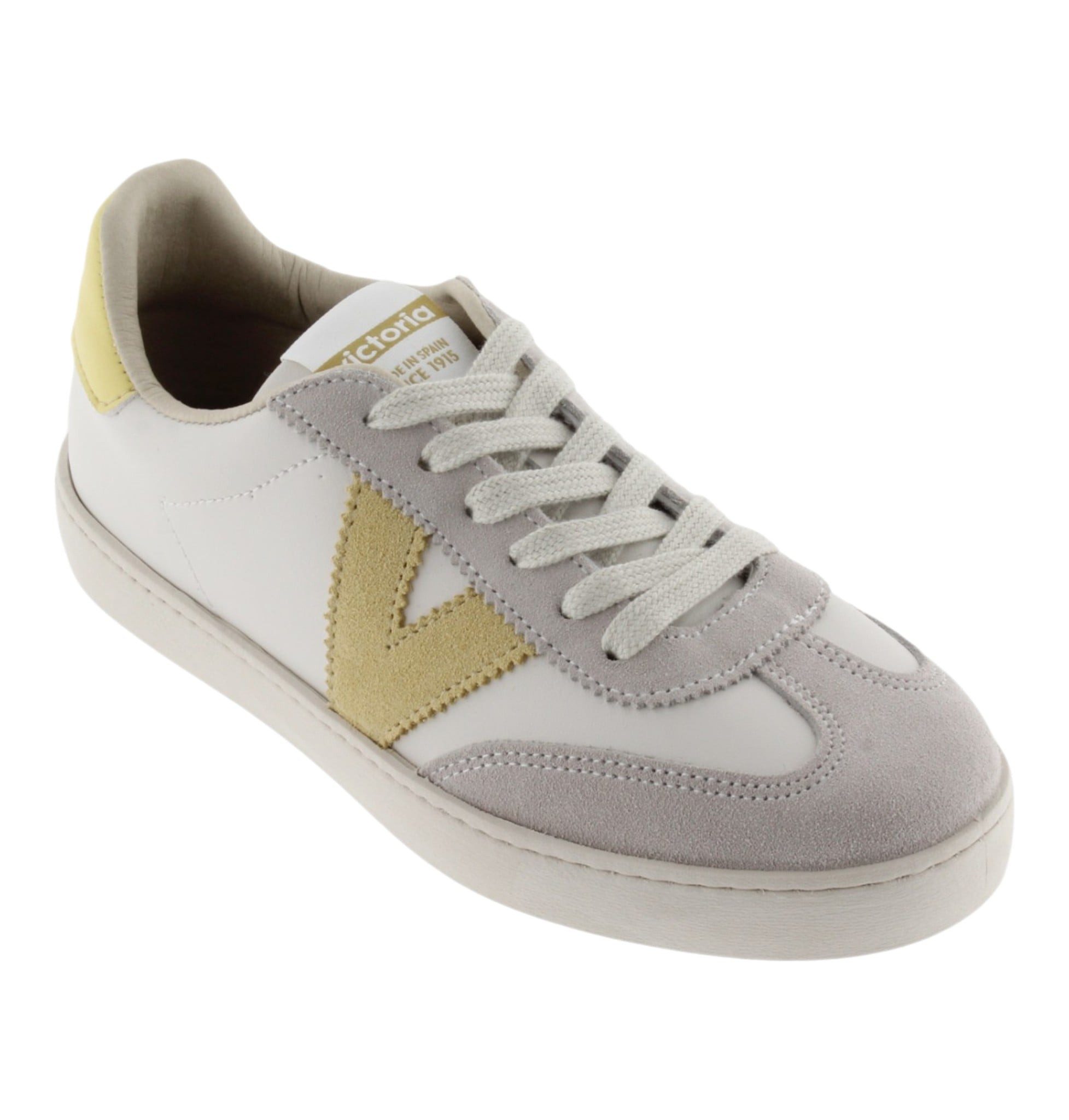 Victoria Berlin Ciclista (Lederoptik/Velourleder) - weiss/gelb Sneaker