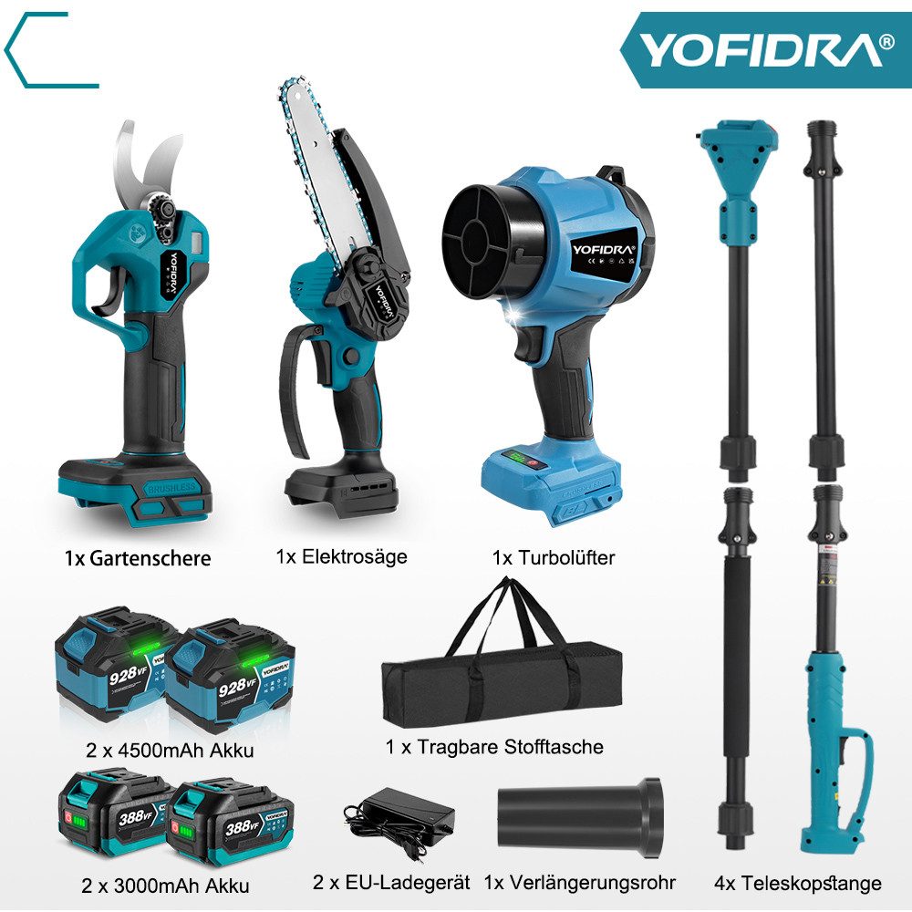 Yofidra Akku-Hochentaster Akku-Gebläse Set Bürstenloses Gartenschere Ketten günstig online kaufen
