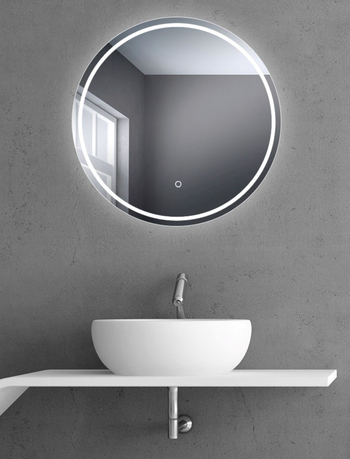 Talos Badspiegel Moonshine (Komplett-Set), Durchmesser: 60 cm, energiesparend, mit Sensorschalter
