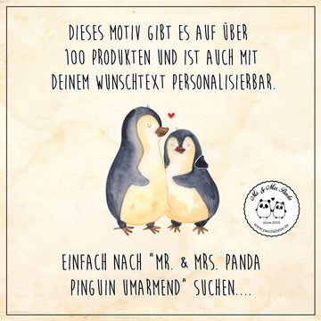 Mr. & Mrs. Panda Rotweinglas Pinguin umarmen - Transparent - Geschenk, Hochwertige Weinaccessoires, Premium Glas, Luxuriöse Gravur
