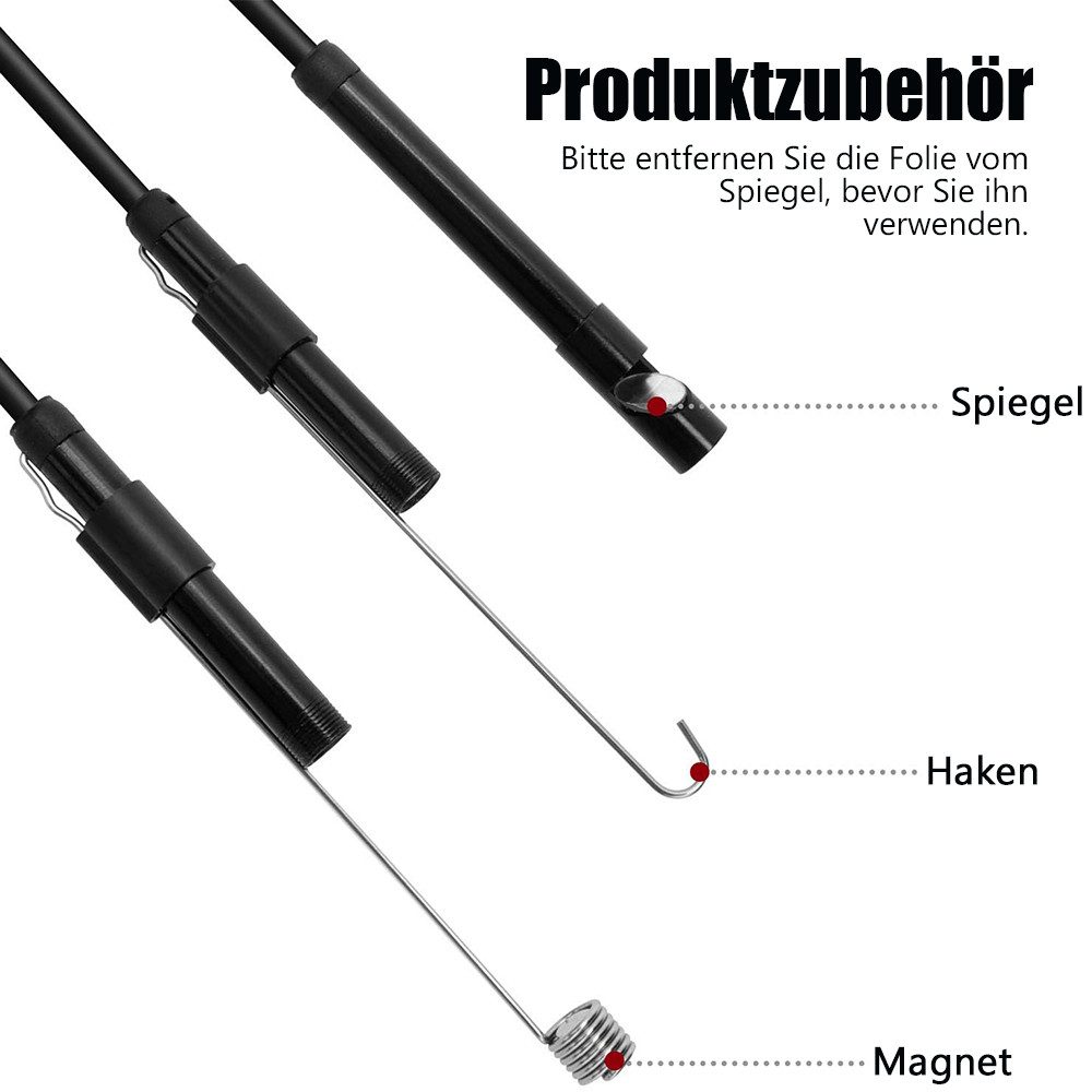 TUWENA Endoskopkamera mit Licht,5.5mm Wasserdichte Endoskop Inspektionskamera Inspektionskamera (5m Starre Schlangenkabel für Smartphone Tablet-Gerät EnDoskopkamera)