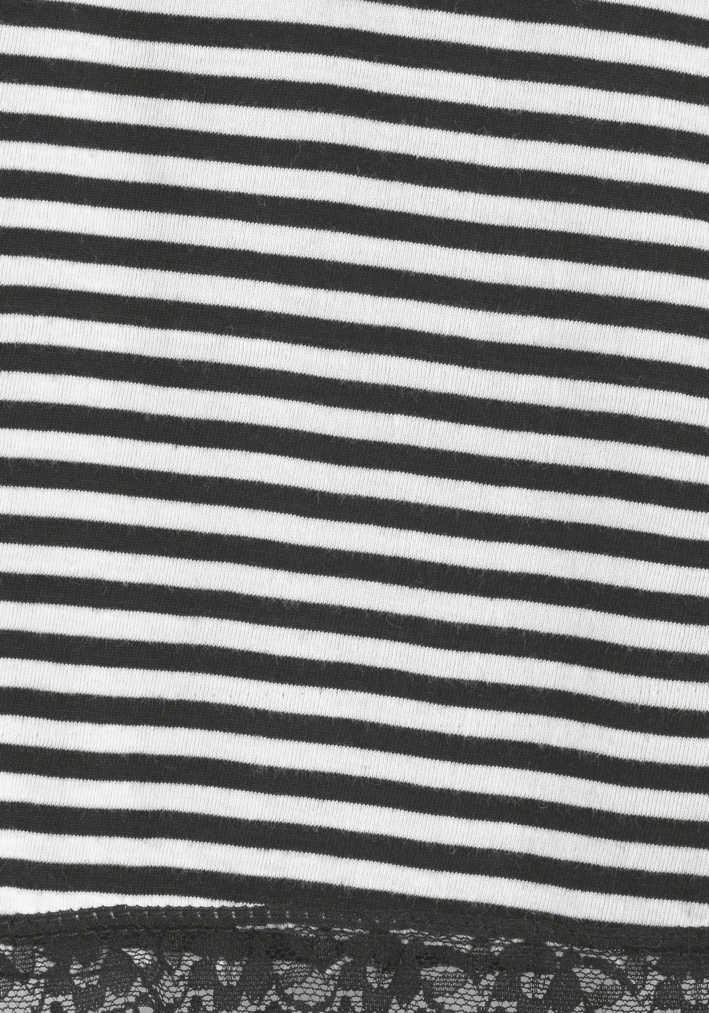 H.I.S Nachthemd mit Spitzendetails schwarz-gestreift