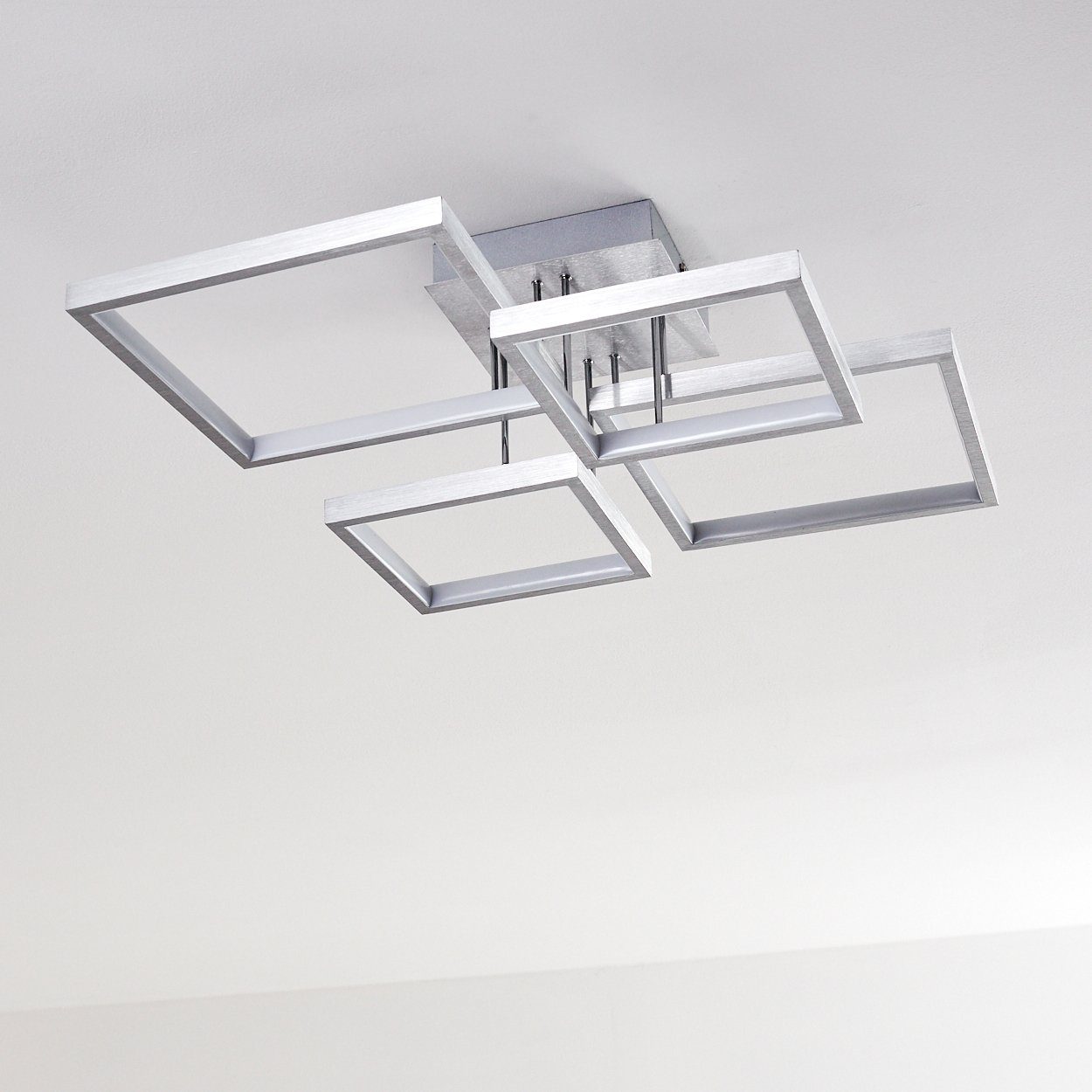 hofstein Deckenleuchte »Quadri« dimmbare Deckenlampe dimmbar 2400 Lumen, 24 3000 Aluminiumgebürstet, über Metall Watt, in Lichtschalter, mit Kelvin, aus Lichteffekt