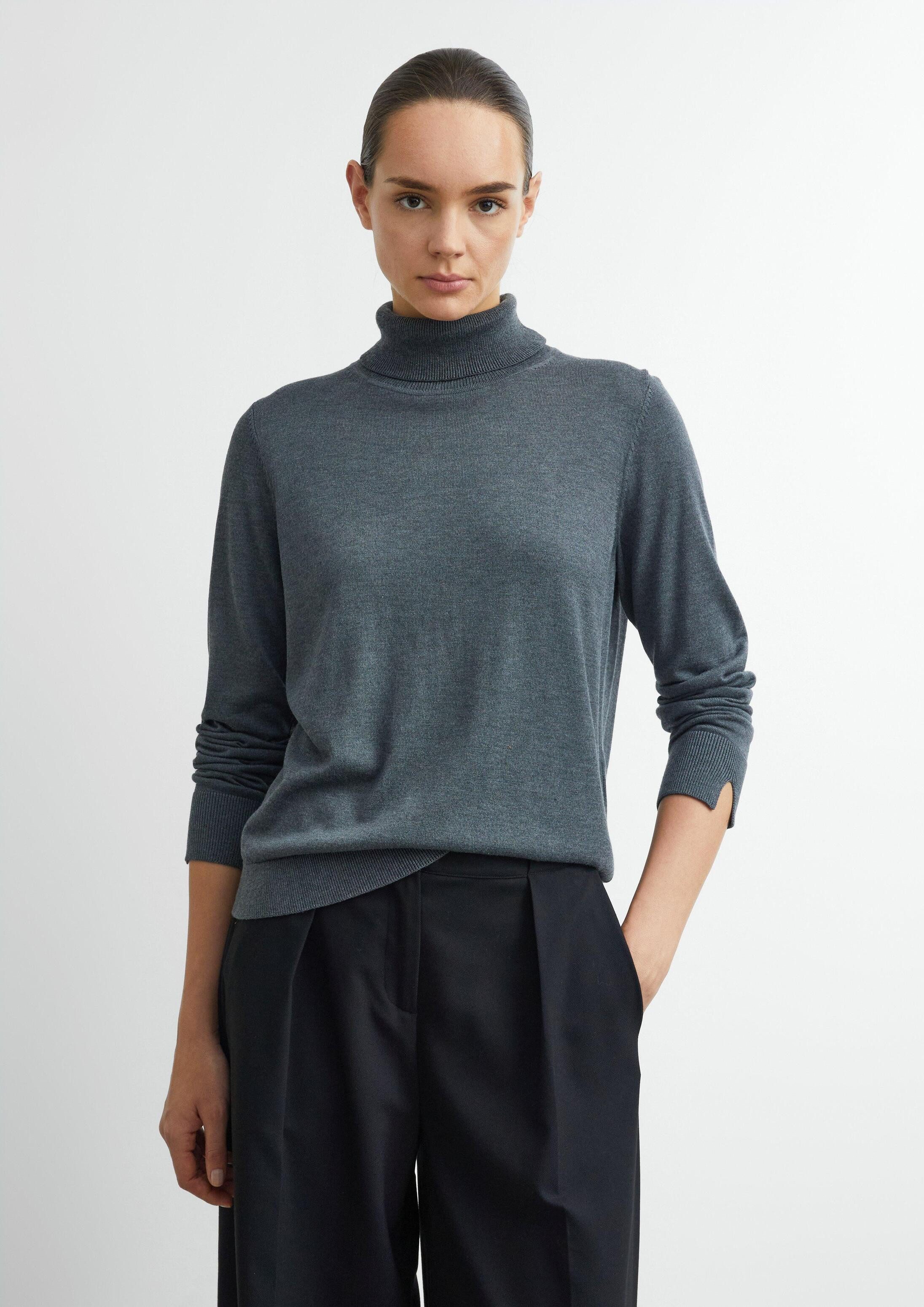 comma Longpullover Strickpullover Feinstrickpullover mit Rollkragen