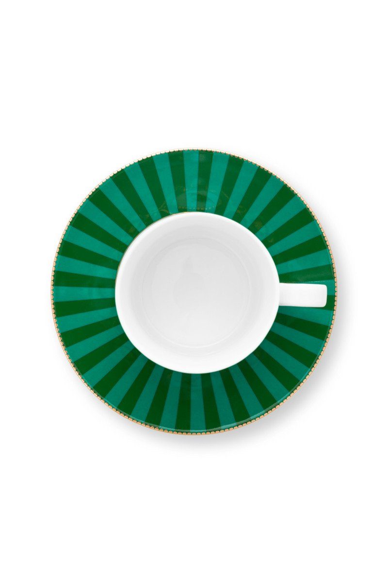PiP Studio Tasse Love Birds Medallion Tasse m.U. grün 200ml, Bone China, Cup & Saucer Love Birds Medallion Emerald-Green 200ml