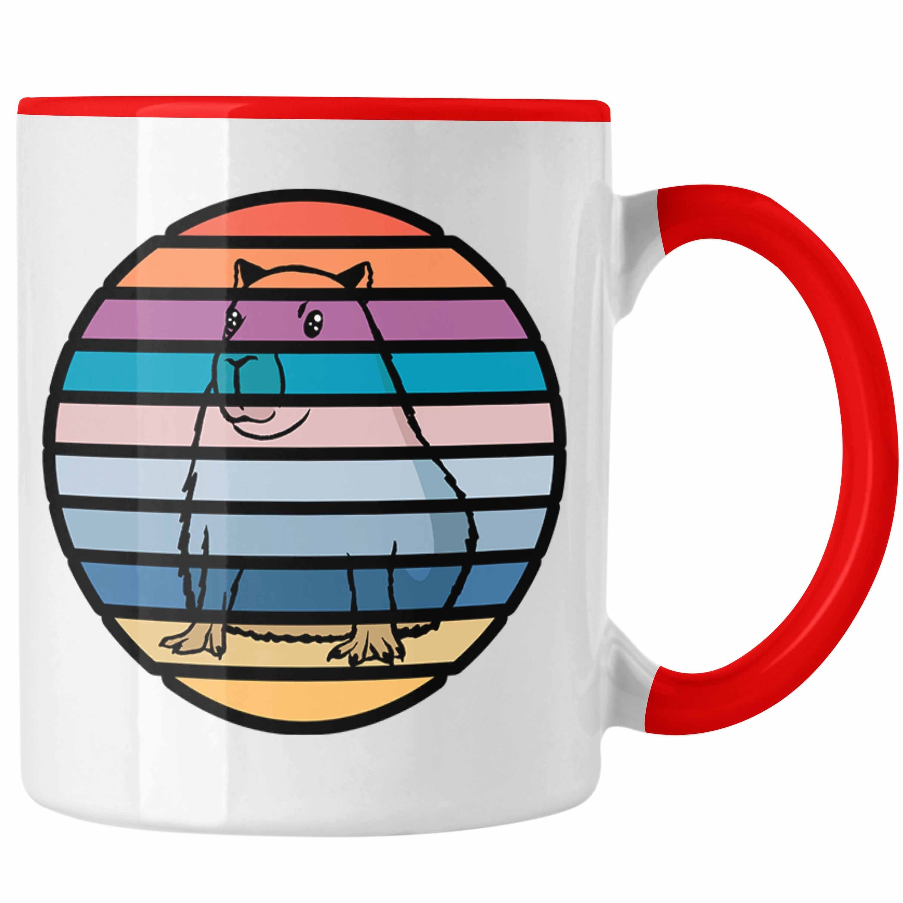 Trendation Tasse Tasse mit Capybara-Motiv Rot Capybara für Liebhaber Geschenk Geschenkidee