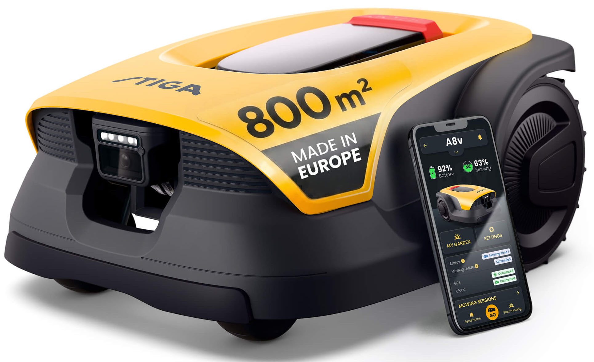 STIGA GARDEN Rasenmähroboter A 8v, bis 800 m² Rasenfläche, (Set), App-Steuerung, Mehrzonen-Management, RTK+KI-Kamera+VISTA-Technologie