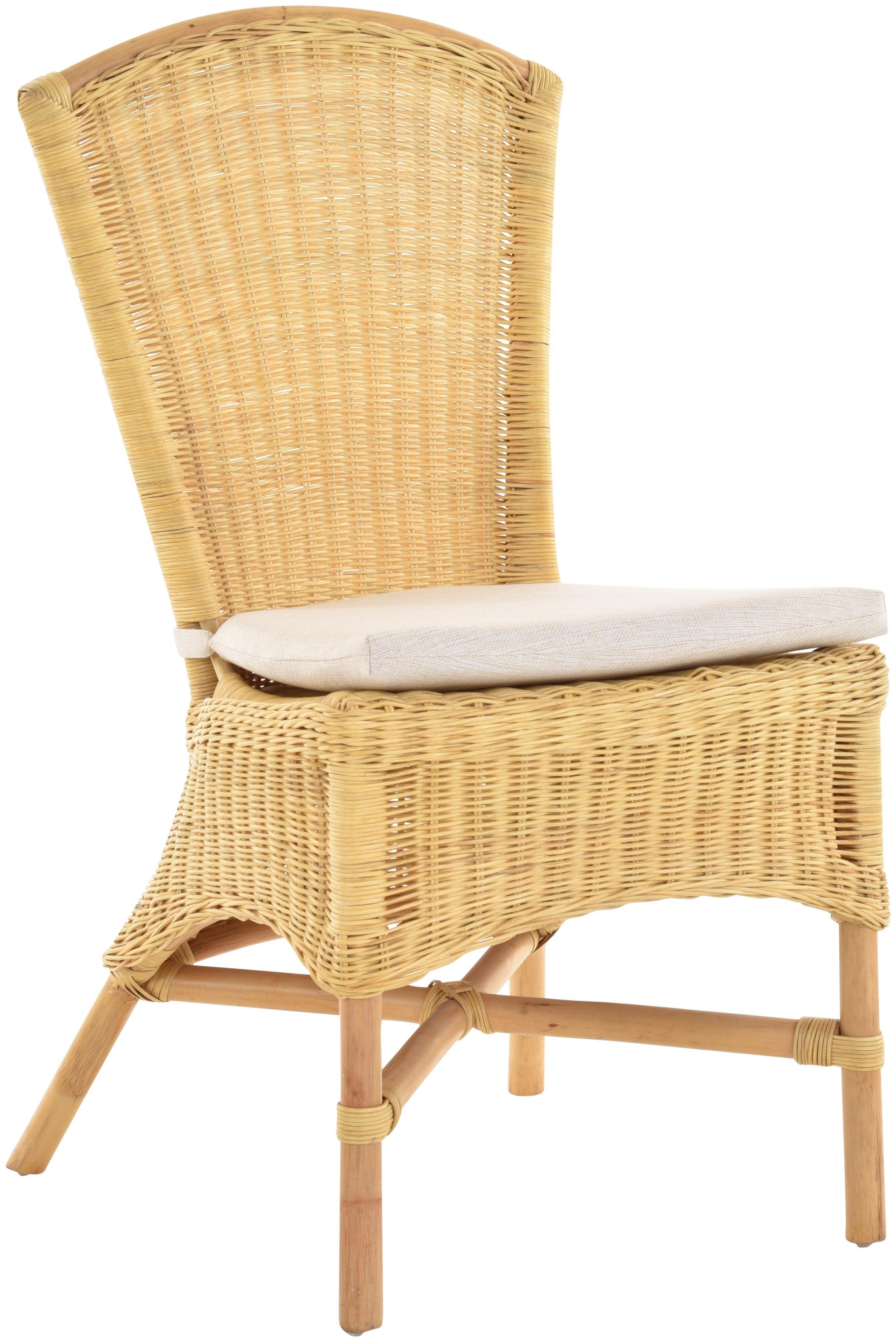 HOMCOM Esszimmerstuhl Mit Rattanlehne - Kunstleder Polsterstuhl Mit Holzbeinen