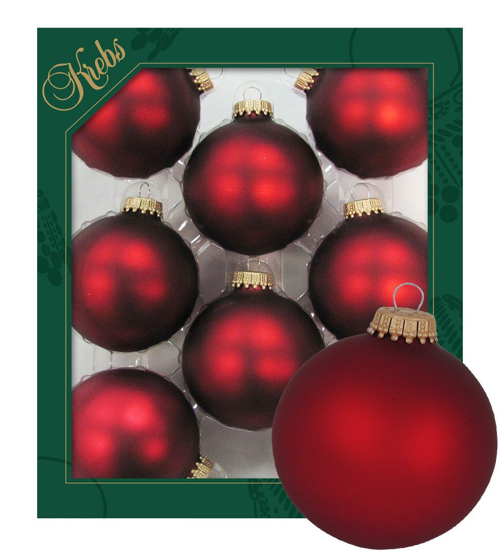 Krebs Glas Lauscha Christbaumschmuck Glaskugel Set - Satin-Burgund - 8 Stüc günstig online kaufen