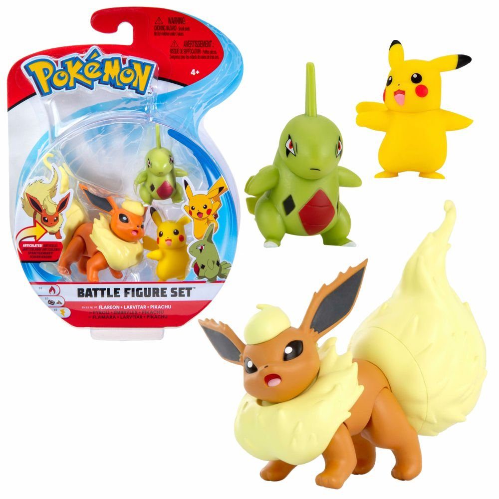 Flamara. Set Sammeln Larvitar zum Pokemon Spielfiguren 3er Pikachu Figuren & Action Spielfigur Battle POKÉMON