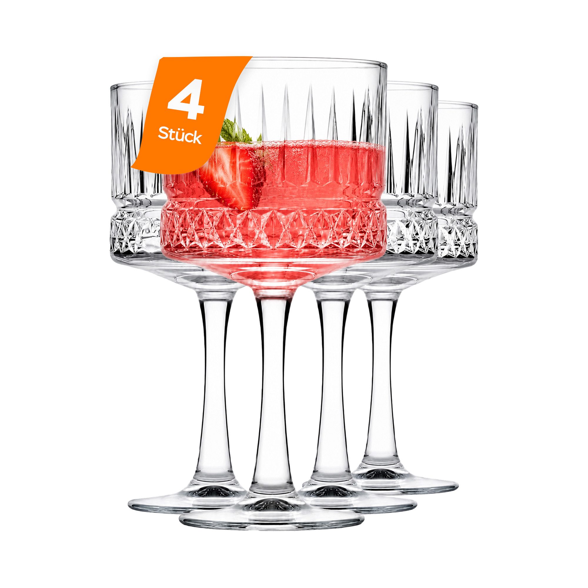 Pasabahce Gläser-Set Elysia Coktailglas, 6-tlg., Glas, Ideal für Cocktails, Gin Tonic oder Desserts, 4er Set, 500ml