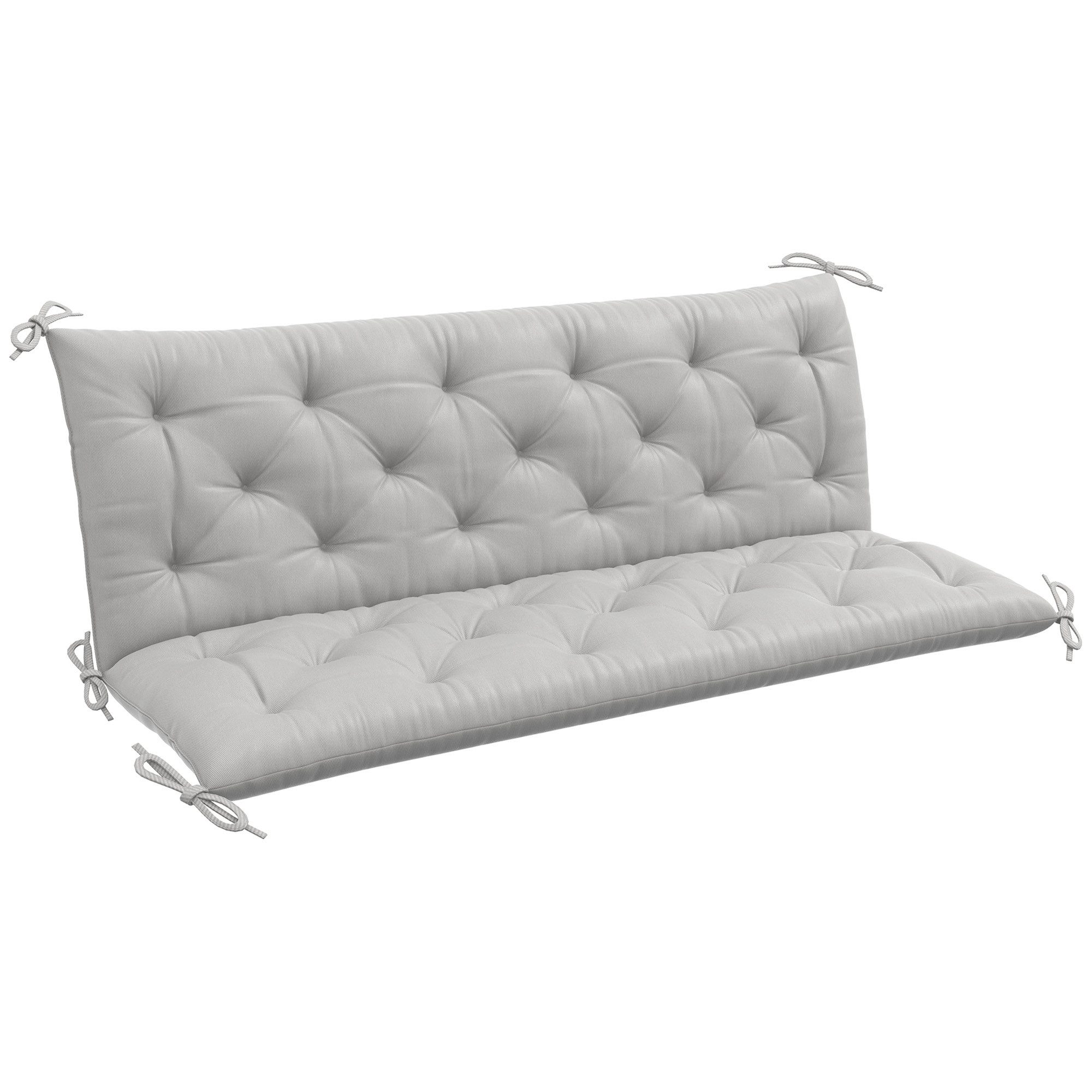 CHICFURN Bankauflage Sitzpolster mit Bändern für Gartenbank & Hollywoodschaukel, (Packung, 1 St), Outdoor & Indoor Bankkissen, Hellgrau, 150x98x8 cm