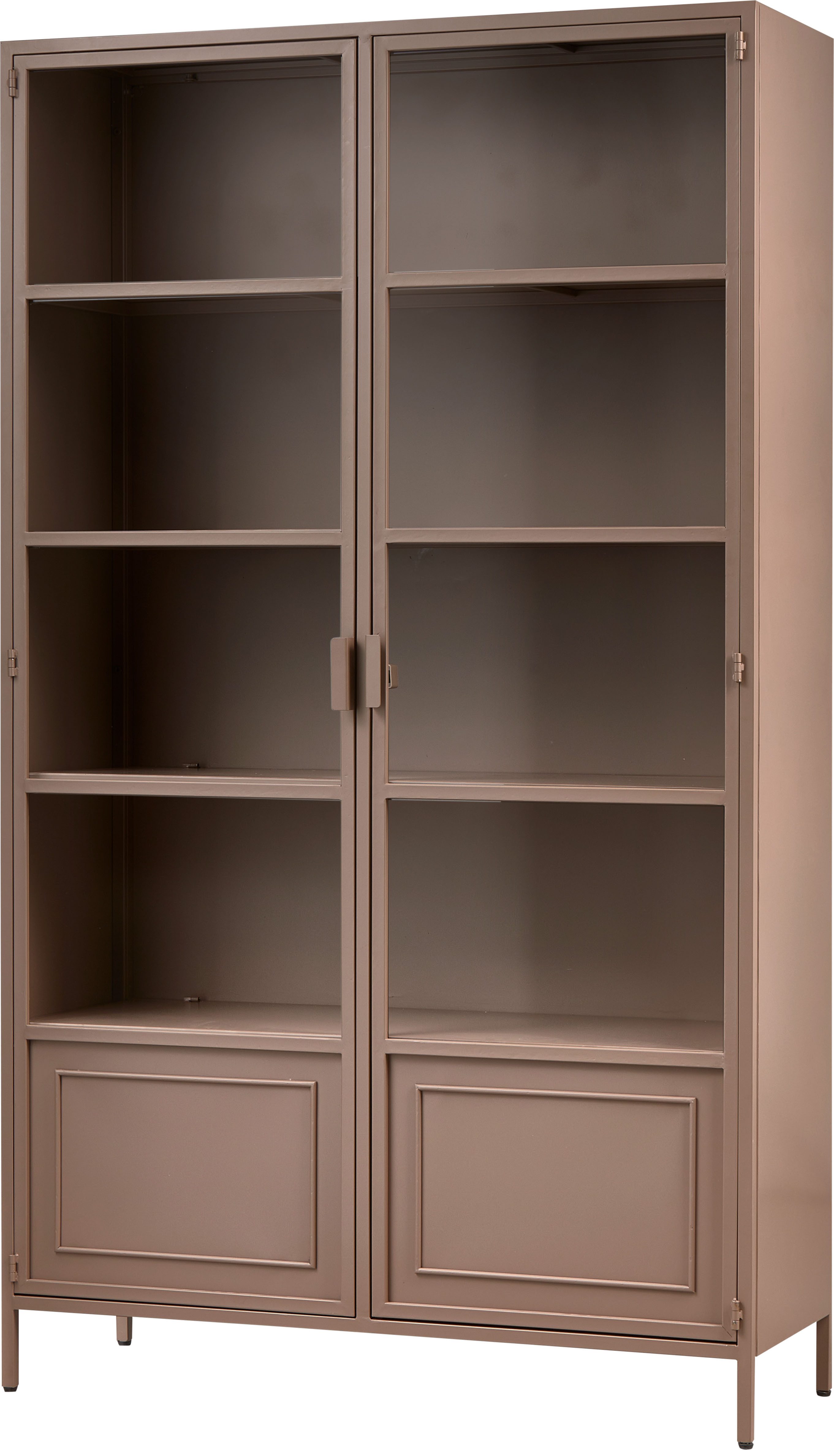 WOOOD Vitrine Ronja XL Metall pulverbeschichtet mit Glastüren, H189 x B110 x T43 cm Tragkraft 20 kg pro Boden, pfleigleicht, einfach zu montierbar