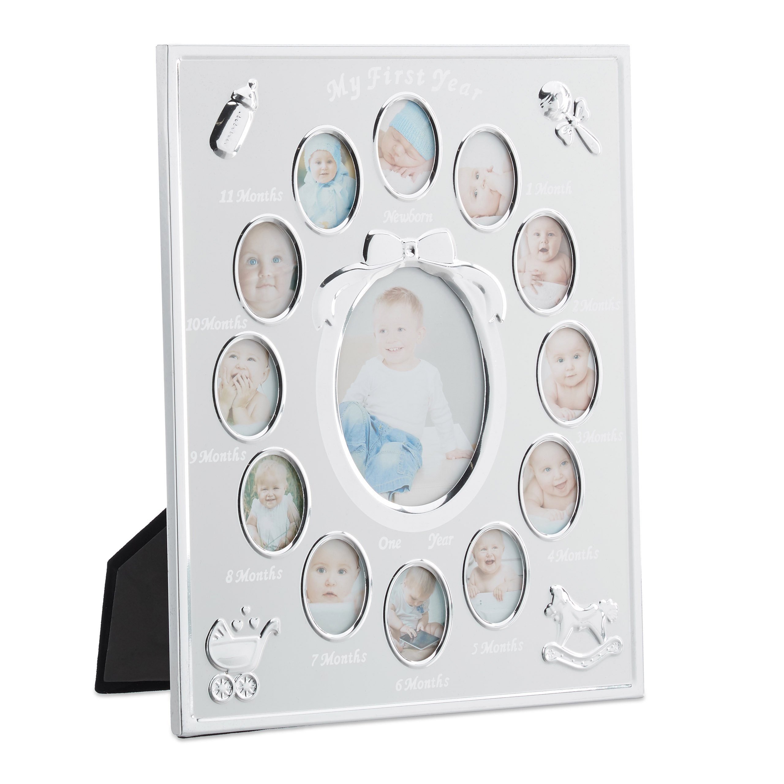 relaxdays Collagerahmen Babybilderrahmen "First Year", Weiß günstig online kaufen