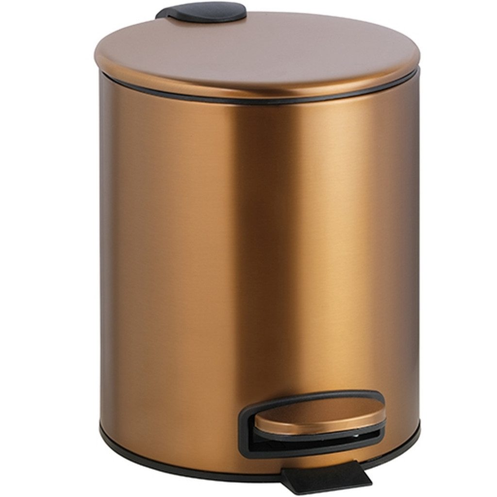 BRILLANTBAD® Mülleimer BAMBER Abfalleimer Edelstahl Gold Kupfer matt Bad Küche >> Freistehend