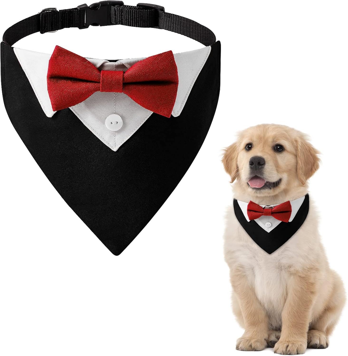 FELIXLEO Hundekostüm Formelles Hunde Smoking Bandana Rot mit Fliege für Hunde