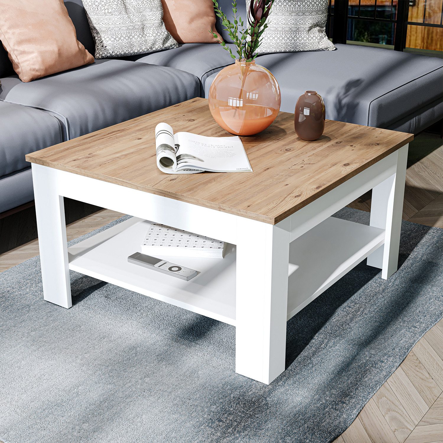 Roomart Wohnzimmertisch Couchtisch HELSINKI mit Ablageboden Wohnzimmertisch Sofatisch modern, Mit unterer Ablage, in zwei Formaten – Bild 2 von 5