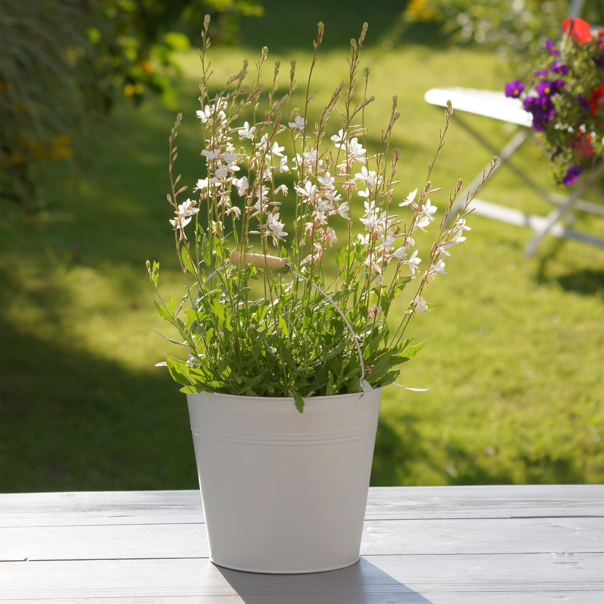 weiß St., GARDEN groß Ø (1 24cm) Blumentopf Metalltopf UNUS