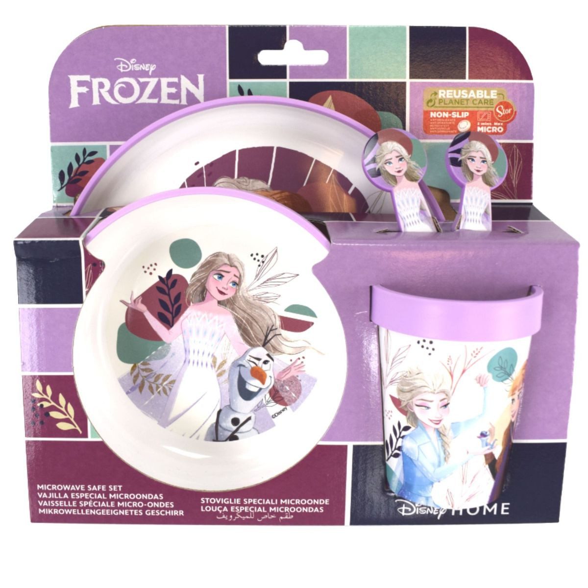 Stor Kindergeschirr-Set Disney HOME Frozen Anti-Rutsch Kindergeschirr Set (5 tlg) Mikrowellen (5-tlg), 1 Personen, BPA-freies, lebensmittelechtes Material, authentisches Design