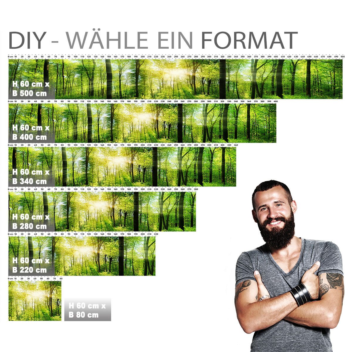 Stickerprofis Küchenrückwand WALD (Glasoptik), (Premium), 1,5mm, selbstklebend, hält auf besonders vielen Öberflächen