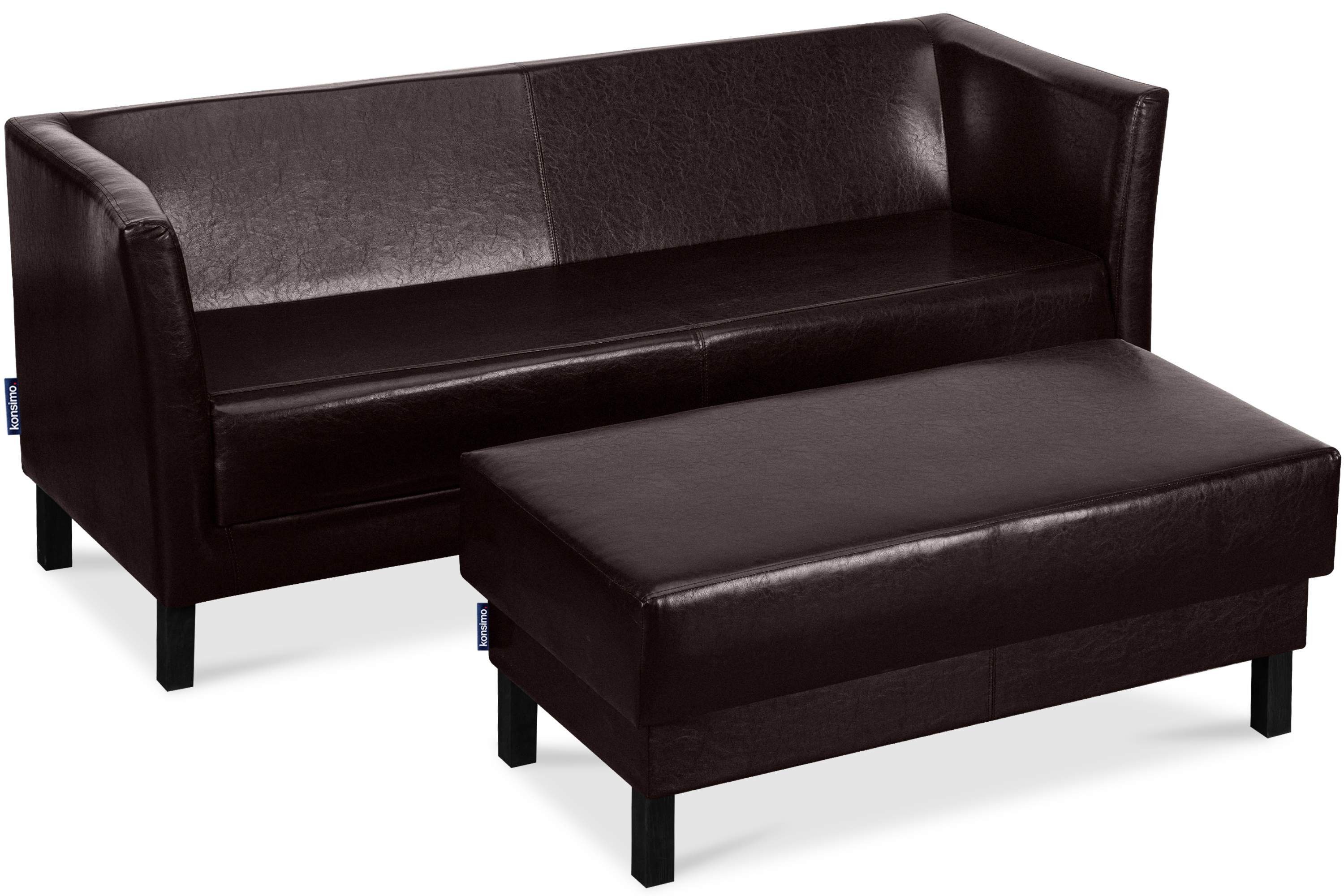Sofa Kunstleder Rückenlehne, Dunkelbraun hohe Sofa und Sitzfläche | Teile, Konsimo Sitzer, 1 weiche Dunkelbraun ESPECTO Beine, hohe 3