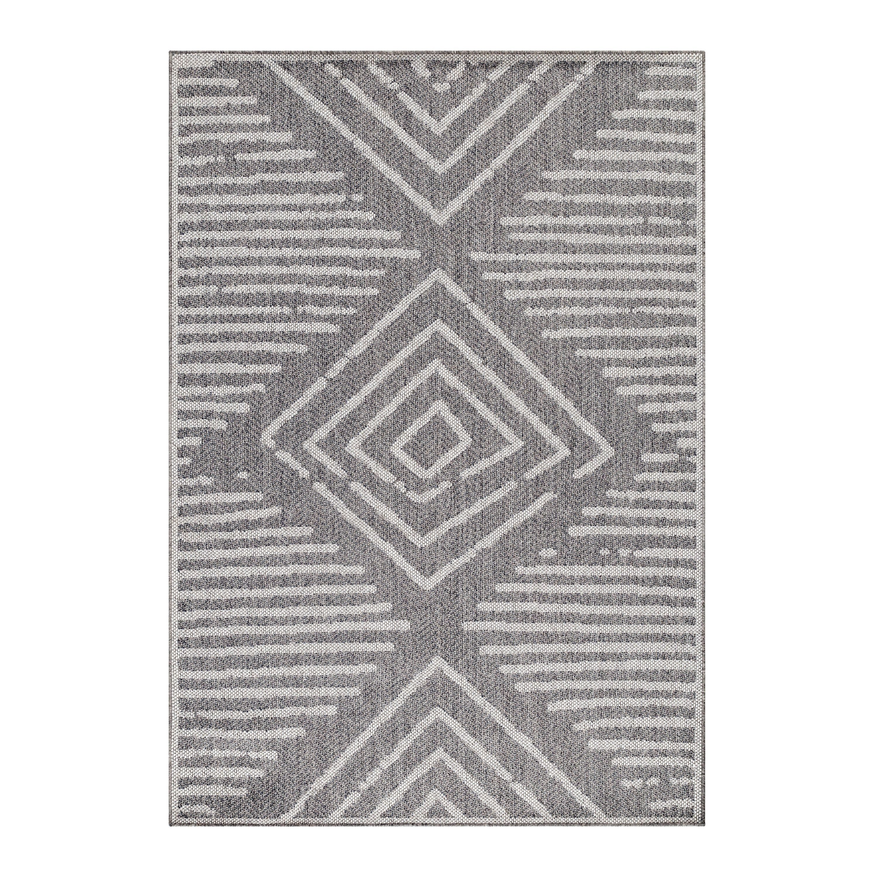 Teppium Teppich Gestreift Design, Rechteckig, Höhe: 7 mm, Outdoor Teppich Gestreift Design Wetterfest für Terrasse Balkon Küche
