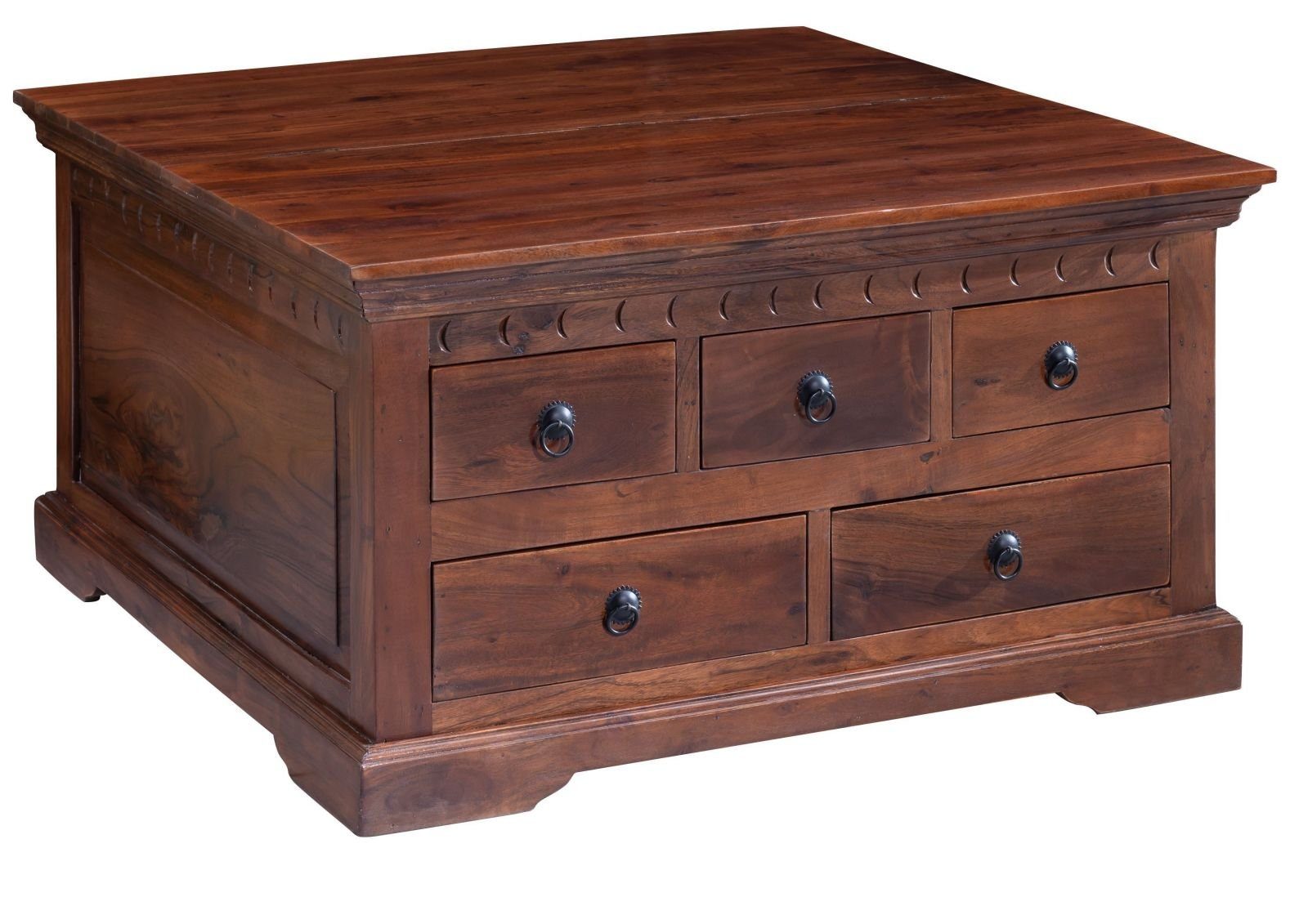 Massivmoebel24 Couchtisch OXFORD (Massivholz, Massivholztisch), Couchtisch Akazie 90x90x50 nougat lackiert OXFORD #320