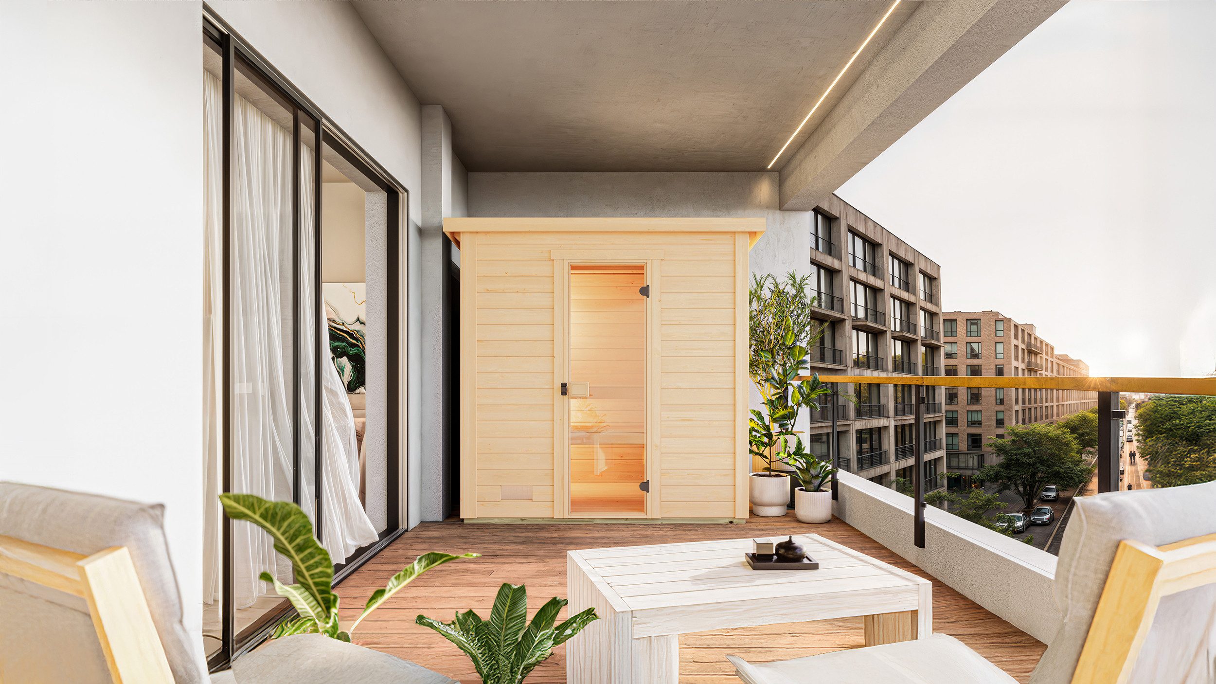 weka Saunahaus Kaapi 2, BxTxH: 223 x 172 x 214 cm, 40 mm, Blockbohlen aus Fichtenholz