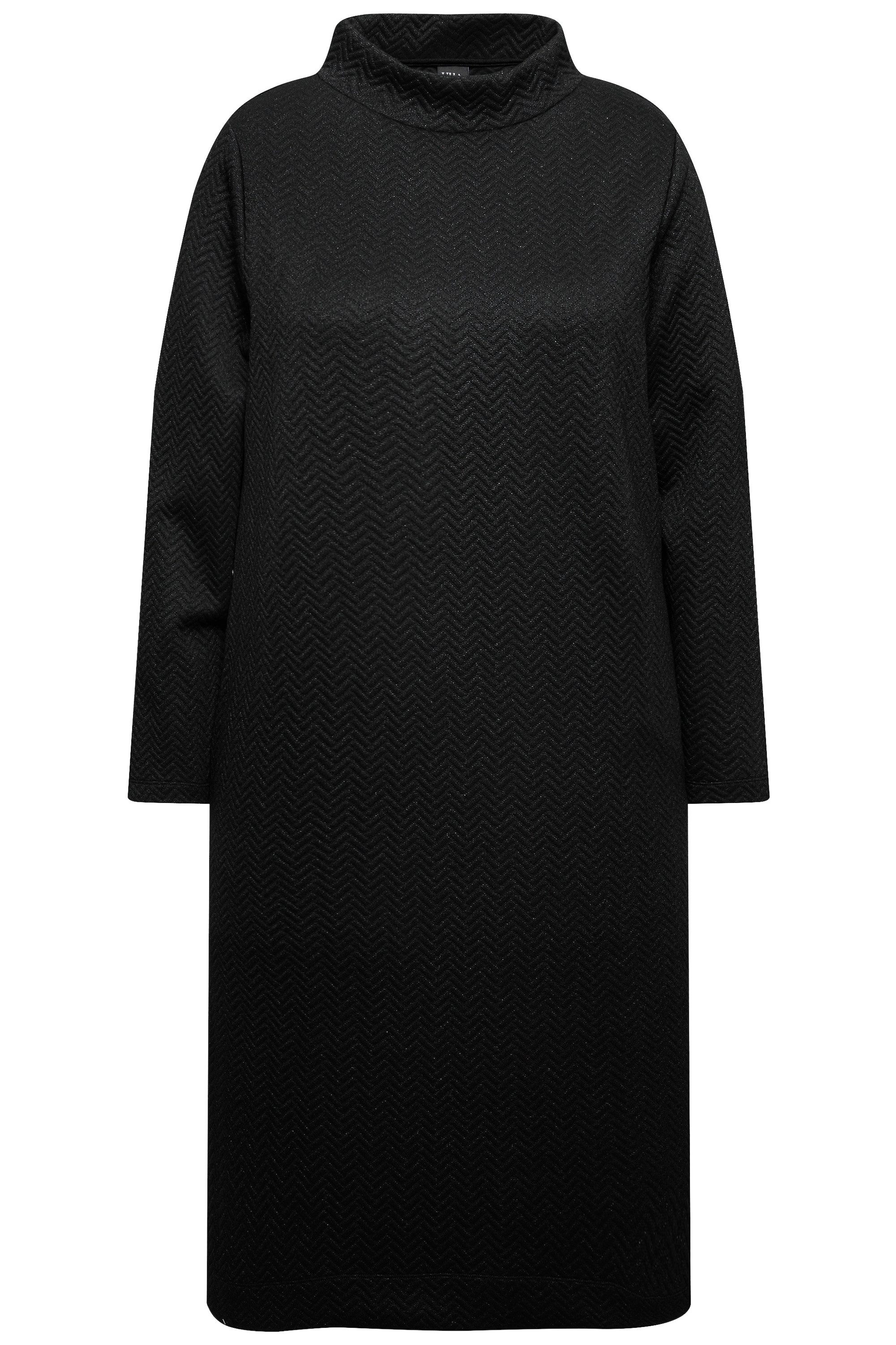 Ulla Popken Midikleid Sweatkleid Metallic-Effekt Stehkragen Langarm günstig online kaufen