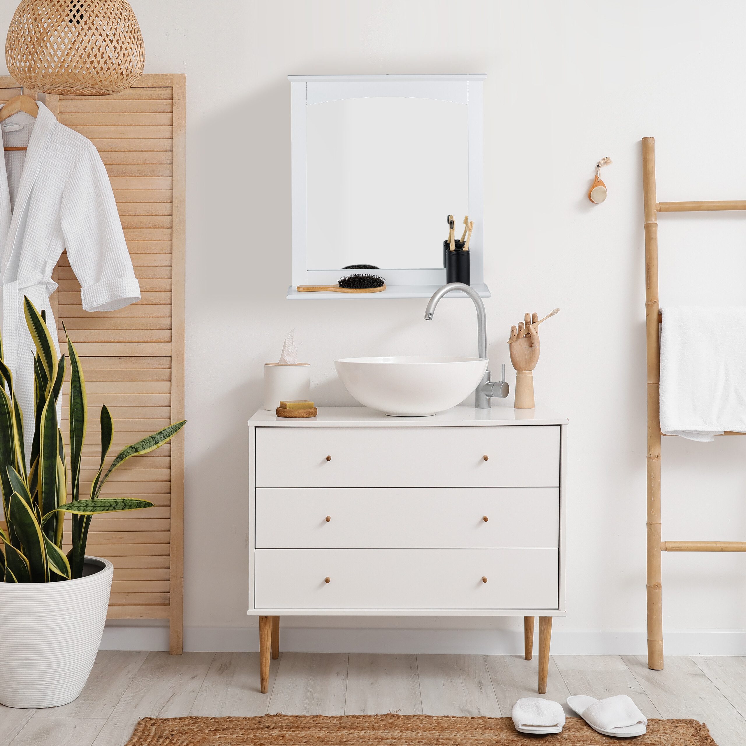 relaxdays Wandspiegel Badezimmerspiegel mit Ablage MDF günstig online kaufen