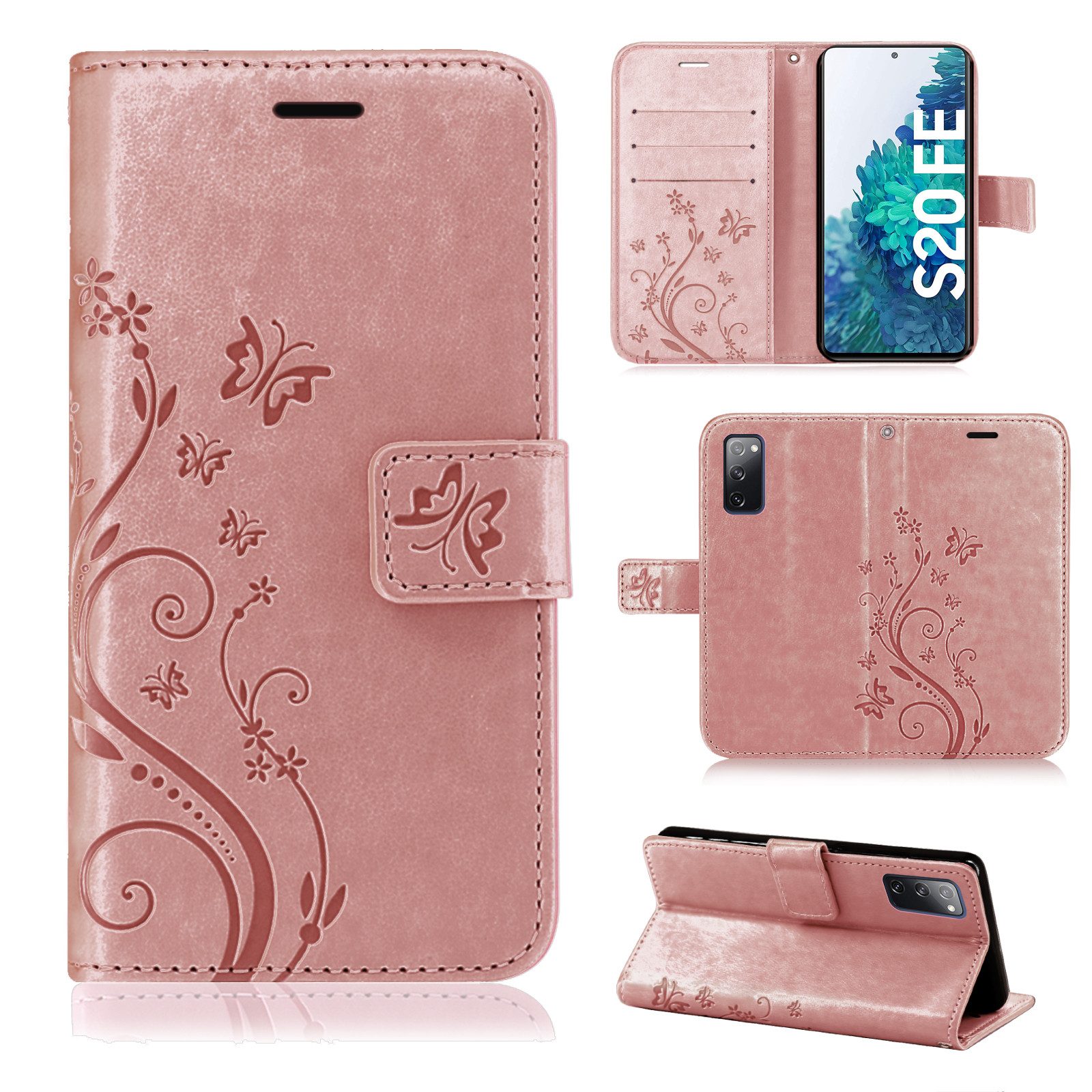 betterfon Handyhülle Handytasche für Samsung Galaxy S20 FE Wallet Case Handyhülle Grau, Wallet Case mit Kartenfächern Magnetverschluss und weicher Innenhülle
