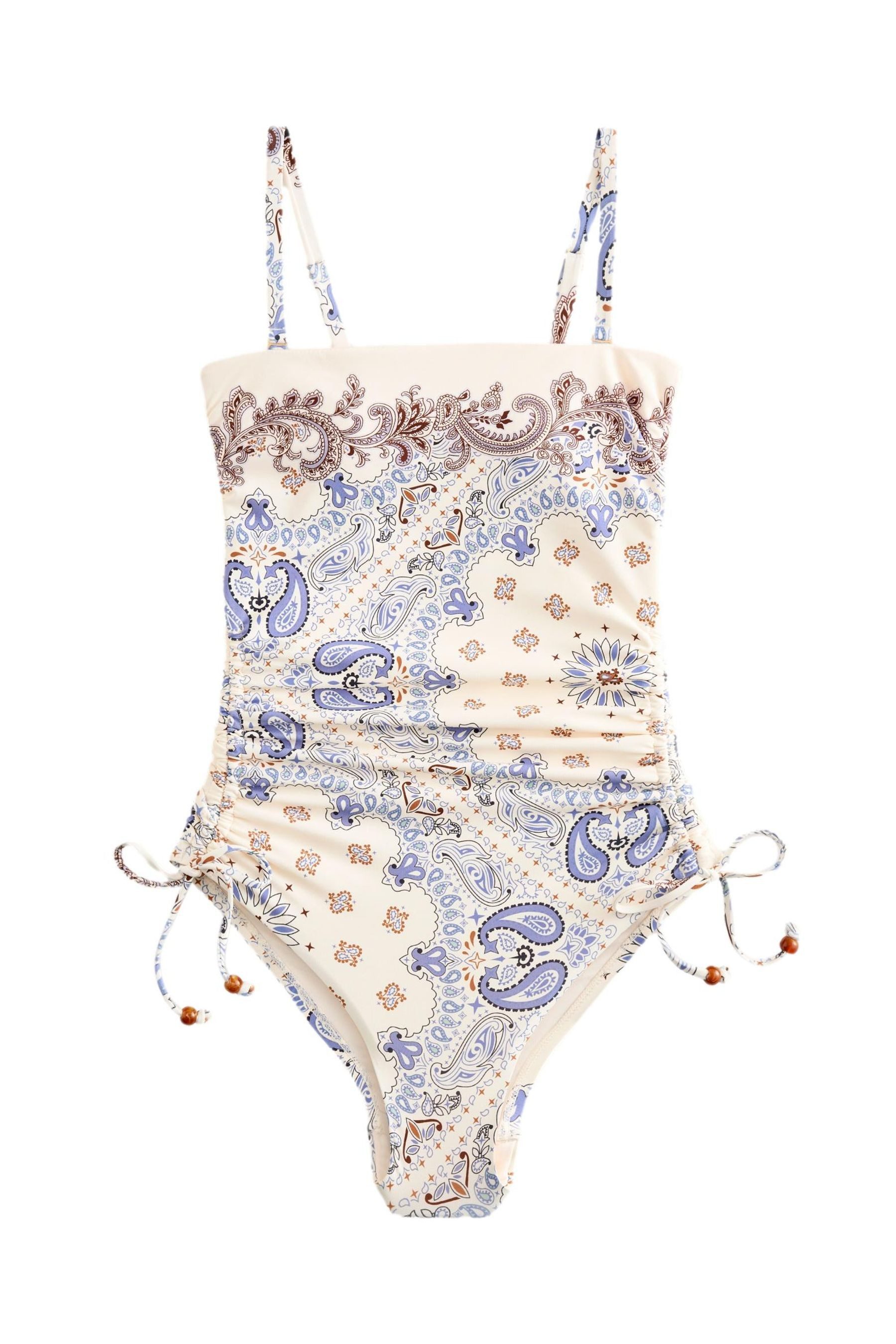 Next Badeanzug Bauchformender Bandeau-Badeanzug mit Beinrüschen (1-St)