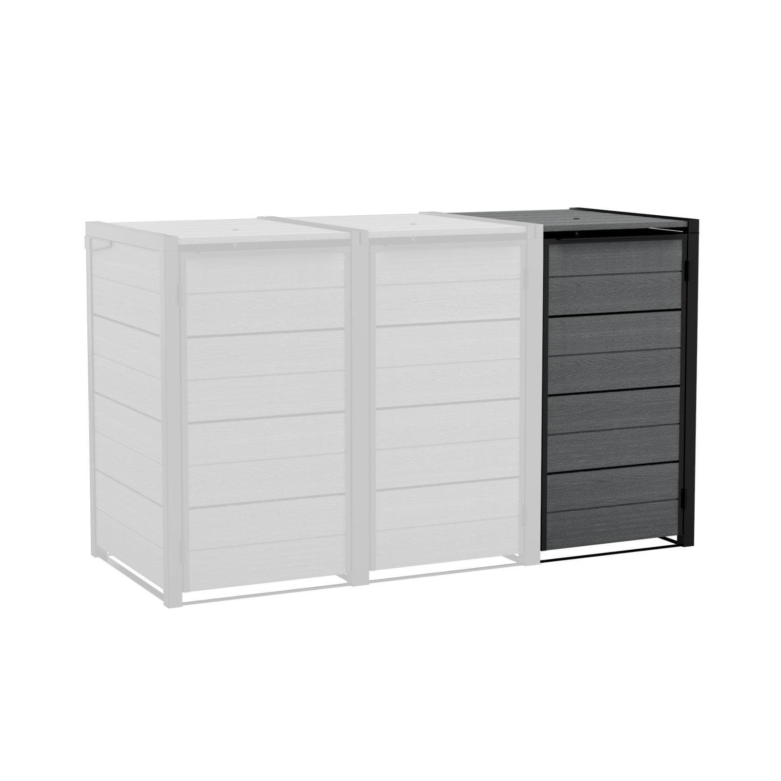 Keter Mülltonnenbox "Hide Away", 240L je Box, Anthrazit, Holzoptik, nahtlos erweiterbar