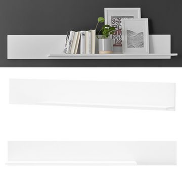 Lomadox Wohnwand HUNTER-61, (4-St), Wohnzimmer modern weiß matt schwarz gerillt 150cm Lowboard