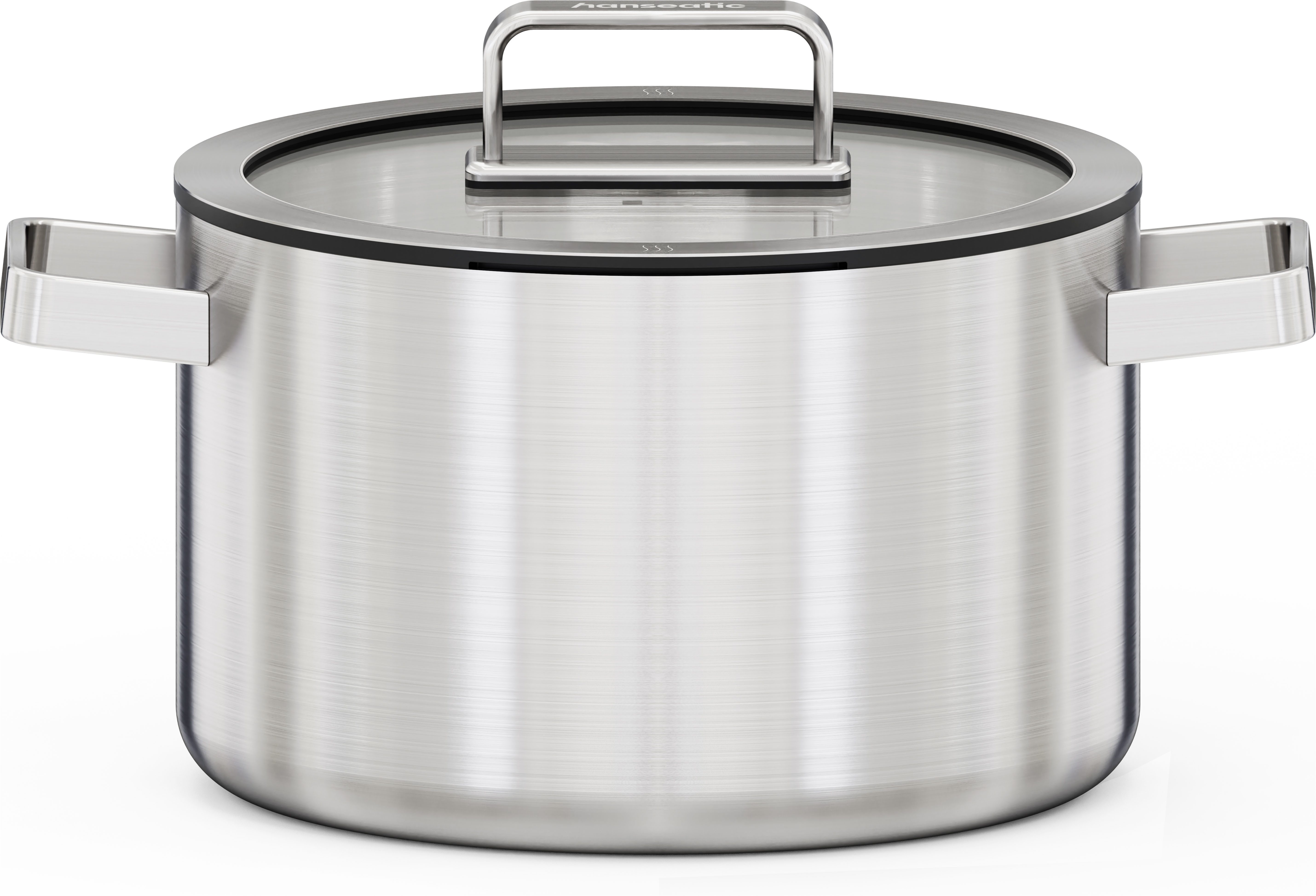 Hanseatic Kochtopf PREMIUM, Edelstahl (1-tlg), handfreundliche Griffe, Literskala, Glasdeckel, Induktion