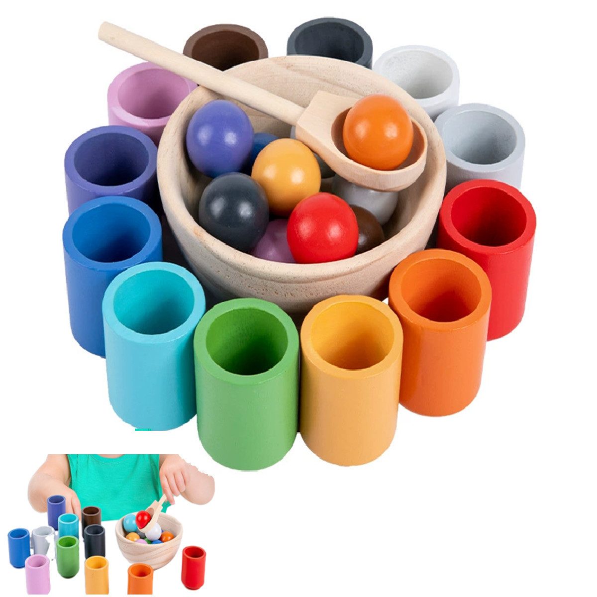 Novzep Lernspielzeug Hochwertiges Holzspielzeug Montessori-Farblernspiele günstig online kaufen
