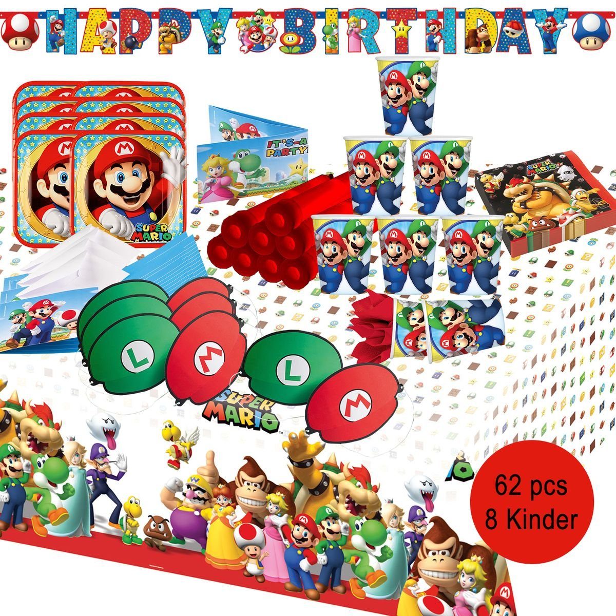 Amscan Papierdekoration Super Mario Party Deko Set für Kindergeburtstage