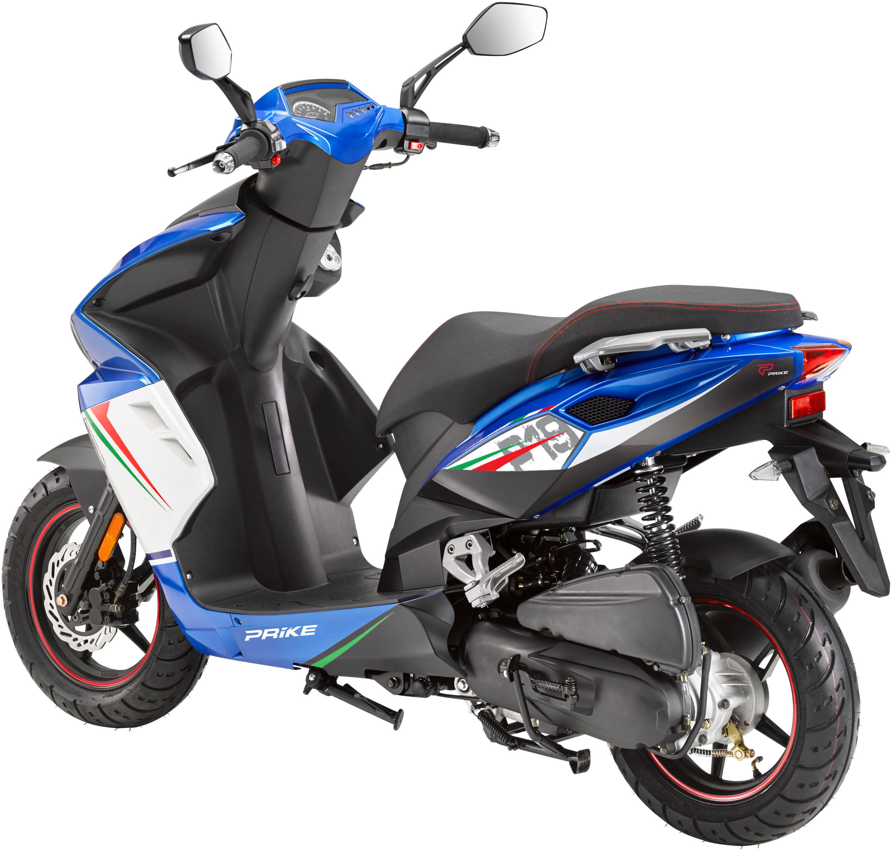 PRIKE Motorroller PRIKE P19 50 Sport, E5 (45km/h), 50 ccm, 45 km/h, Euro 5, Kraftstoffeinspritzung (EFI), 12" Bereifung, LED Beleuchtung, 3,1 PS