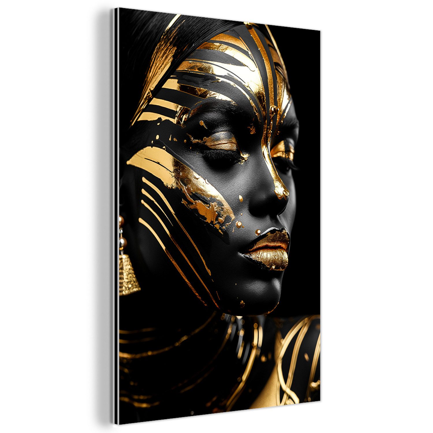 MuchoWow Metallbild Frau - Gold - günstig online kaufen