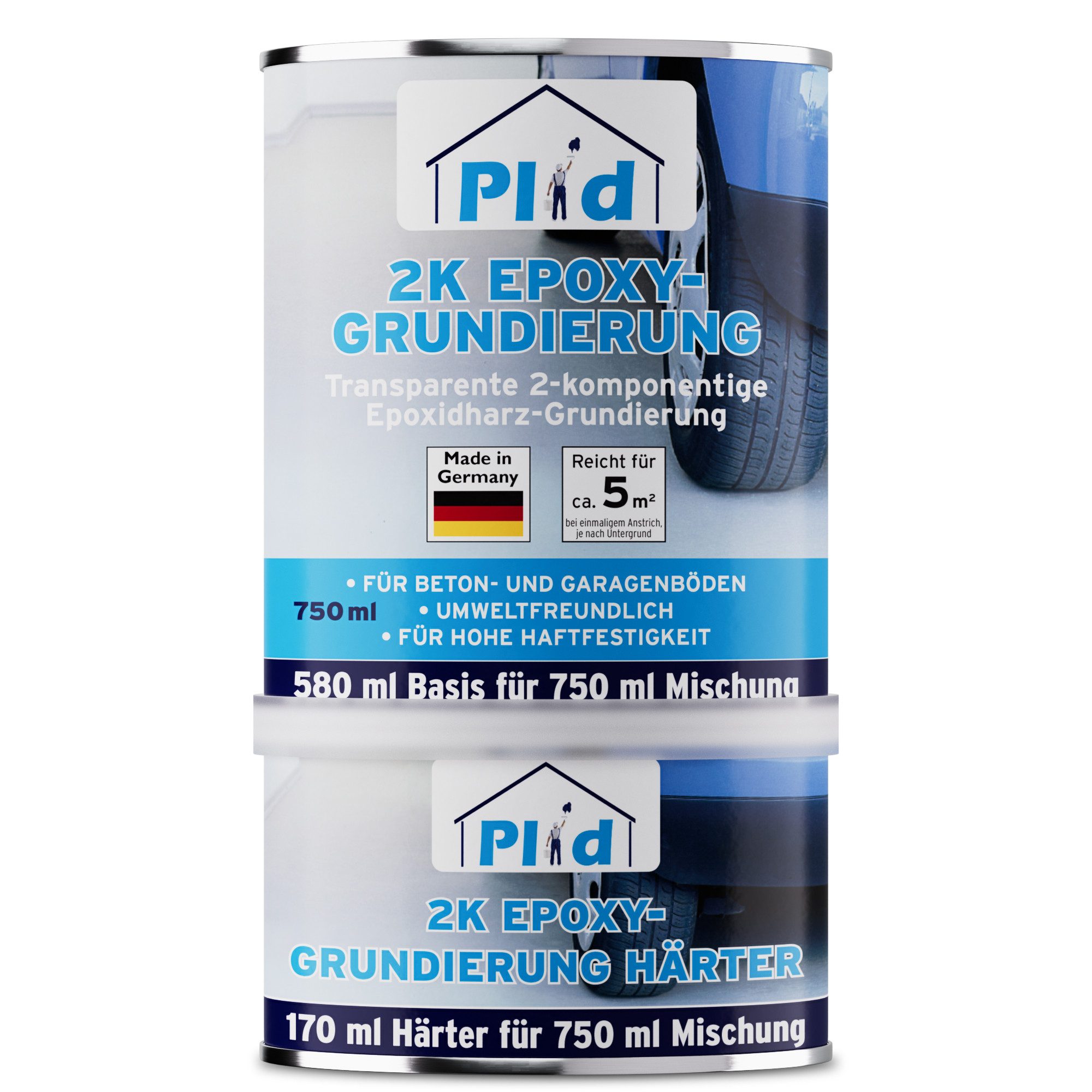 plid Haftgrund 2K Epoxy-Haftvermittler – 750 ml Grundierung für Beton & Garage, Hohe Haftfestigkeit