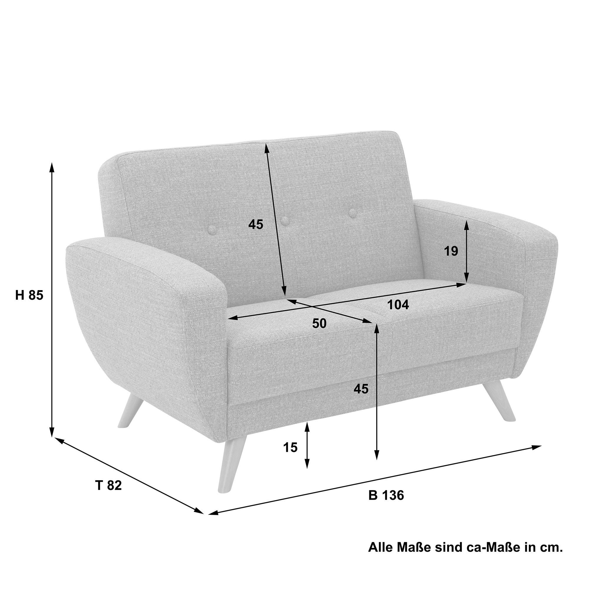 aufm Sofa verarbeitet,bequemer hochwertig Kaitlyn 58 Sofa Buche, Sitz 2-Sitzer Kostenlosem Versand inkl. Sparpreis 1 Flachgewebe Bezug Kessel Teile,