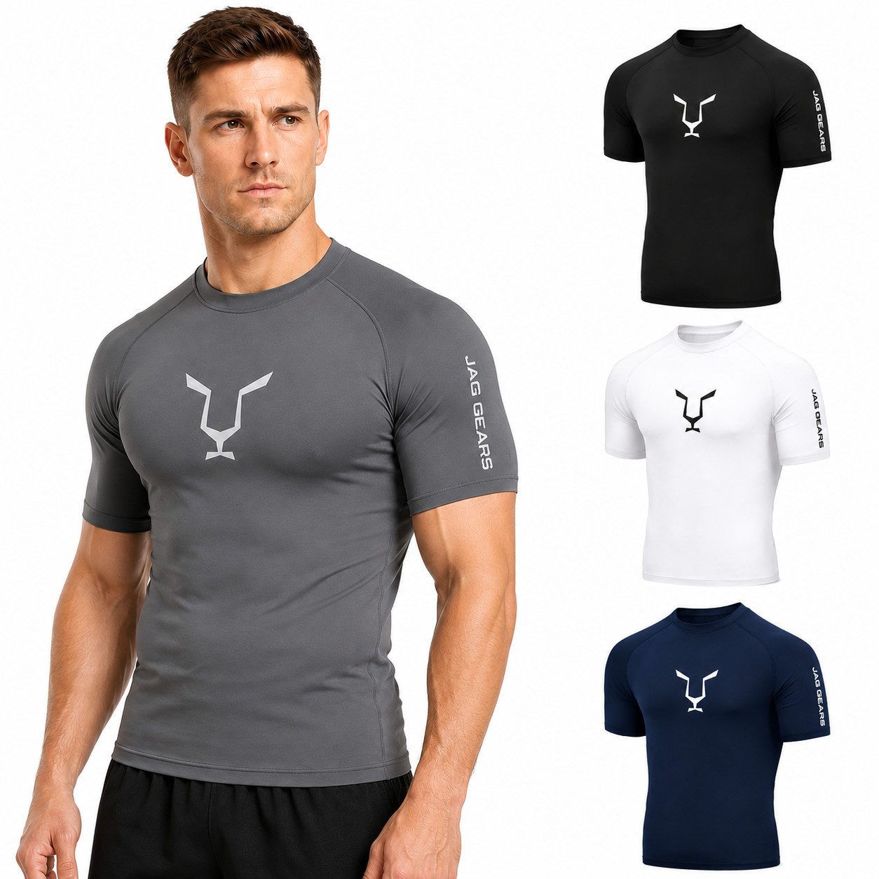 JAG GEARS Rash Guard Jag Gears Compression Rash Guard Herren – Kurzarm Funktionsshirt, (Set, 1er-pack) Geeignet für MMA Kickboxen, Muay Thai, Sparring, Training und Wettkamp