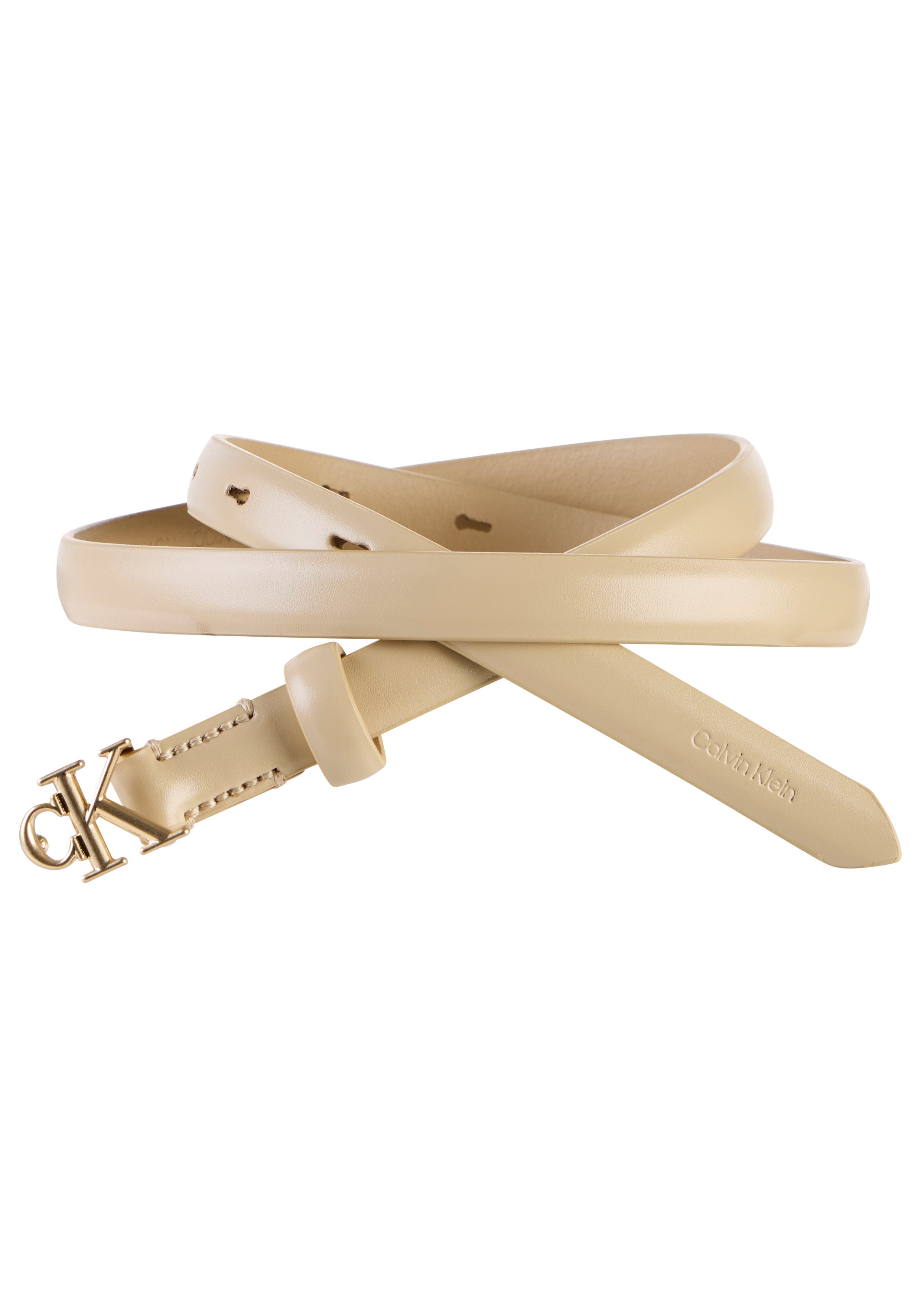 Calvin Klein Ledergürtel ROUND CK BUCKLE 15MM BELT SMOOTH Größenverstellbar mit Metallschließe