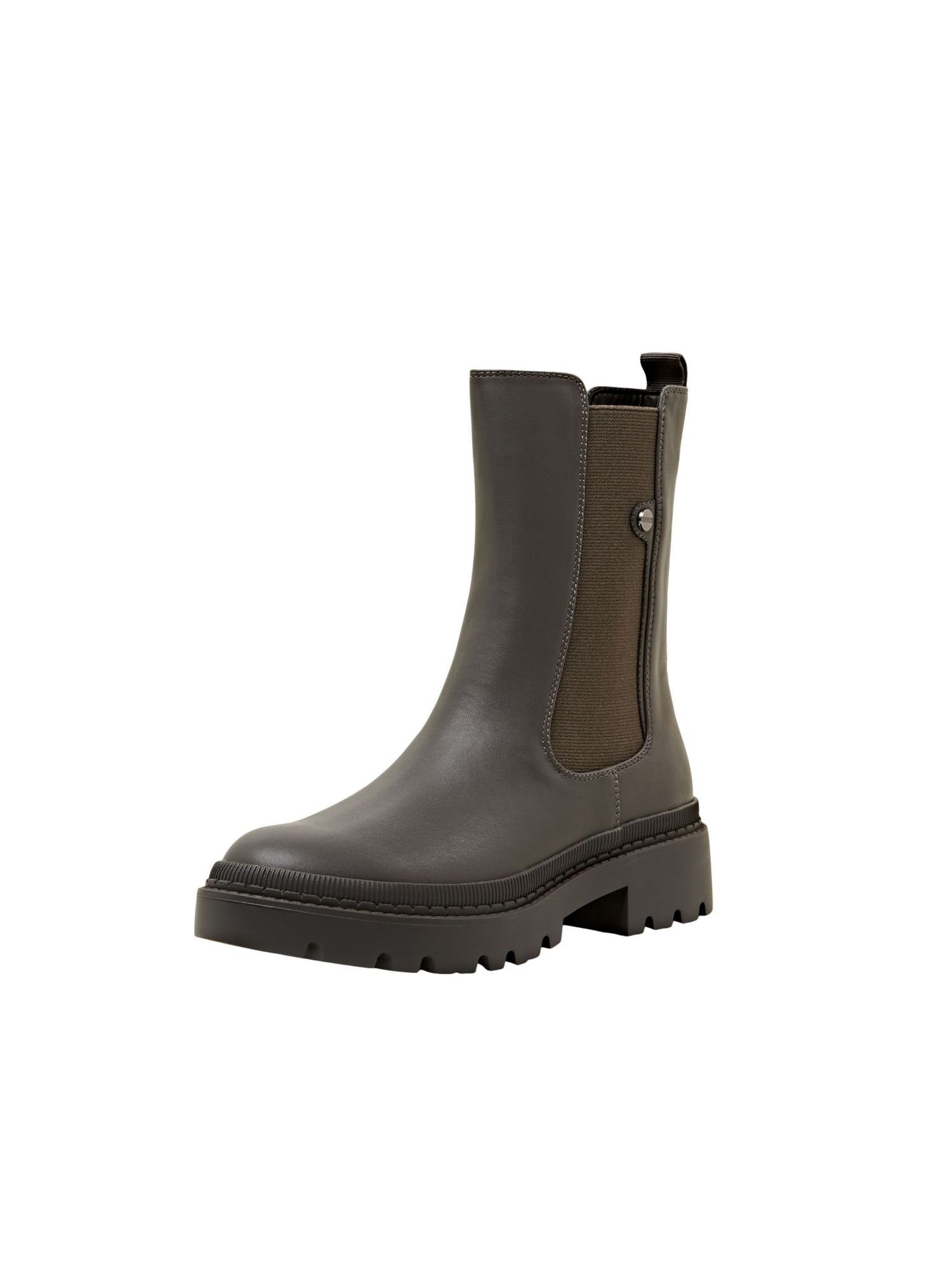 Esprit Grobe Boots in Lederoptik Stiefelette DARK GREY