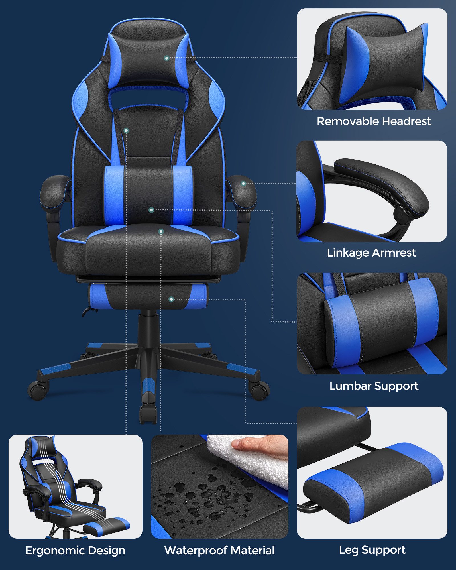 SONGMICS Gaming-Stuhl, ergonomischer Bürostuhl, Home-Office günstig online kaufen