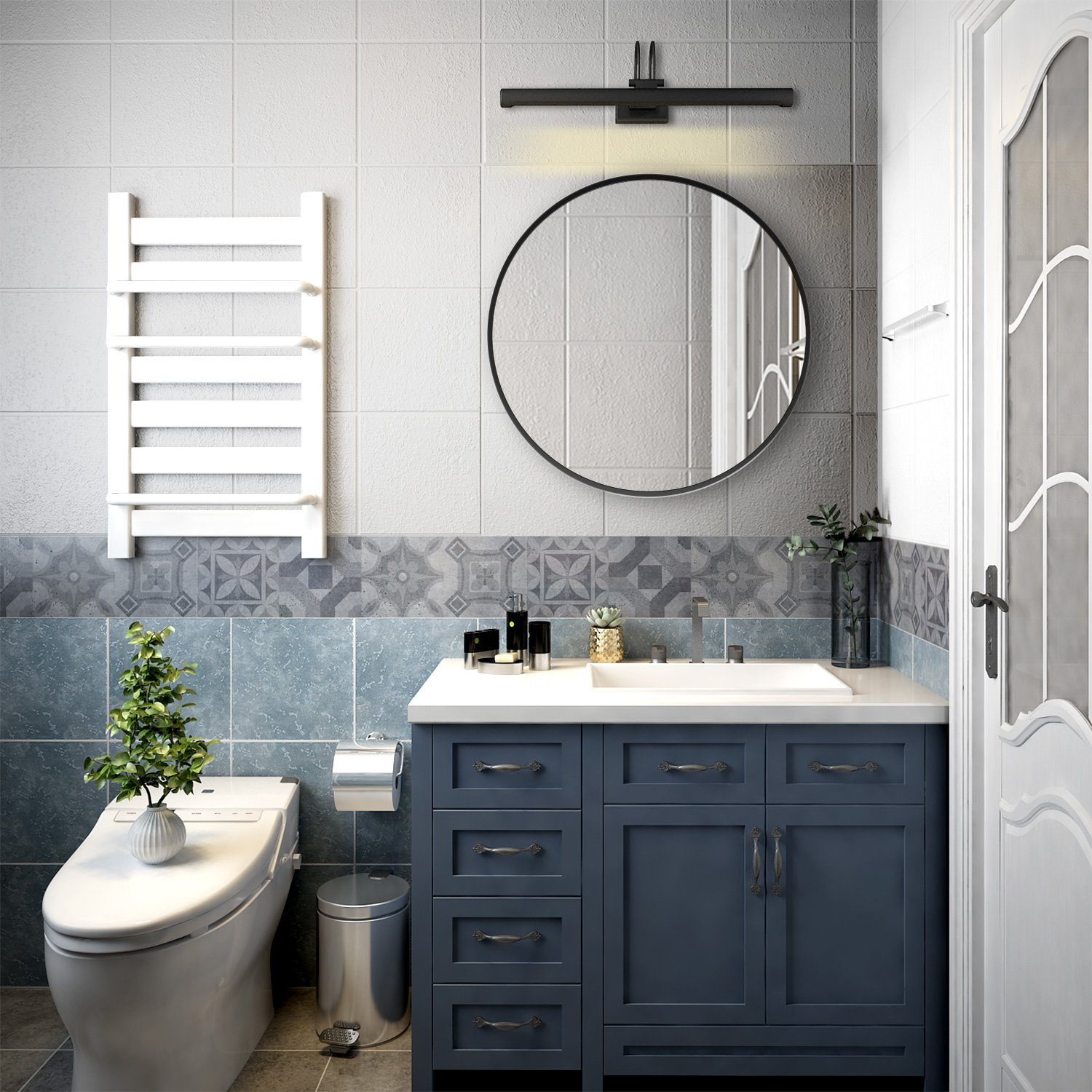 Wandspiegel Badspiegel cm 40-80 Rahmen Spiegel Schwarz mit HD, duschspa