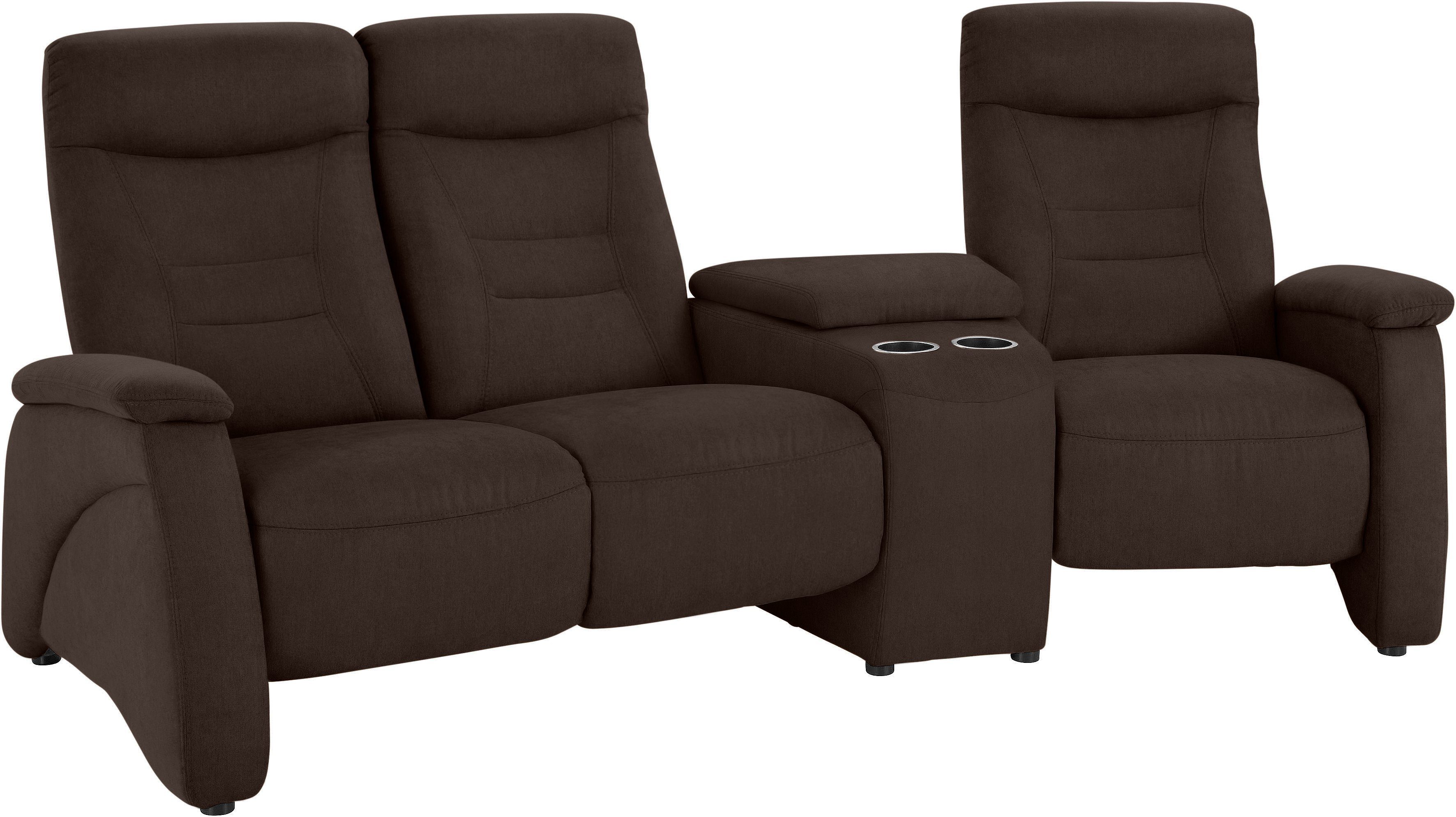 exxpo - sofa fashion 3-Sitzer Ascoli, Kinosofa mit hohem Sitzkomfort, bequeme Armlehnen, inkl. Relaxfunktion, Ablage und Staufach, hohe Rückenlehne