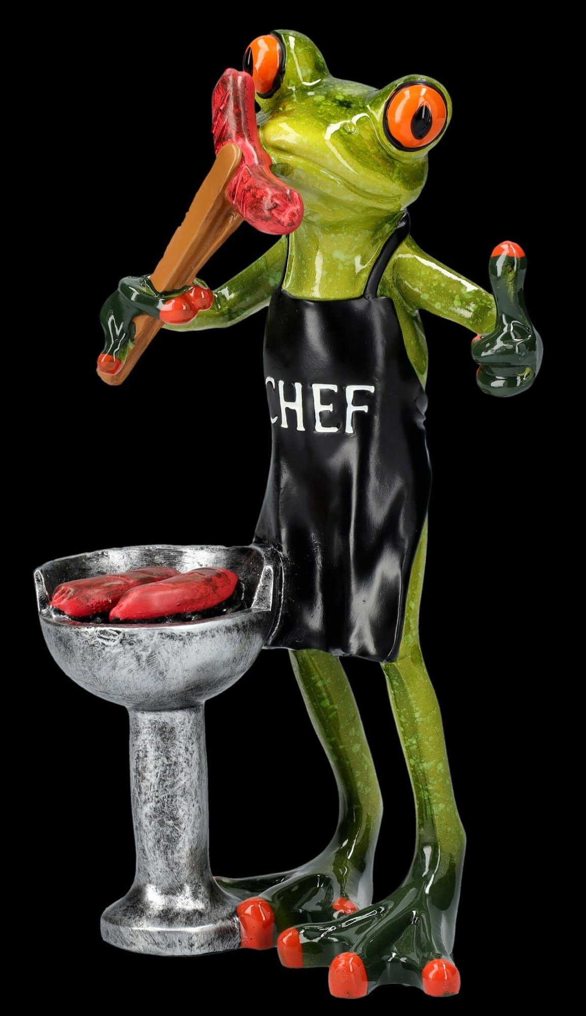 Figuren Shop - Grillmeister Lustige - Frosch Chef Figur BBQ Dekofigur Grillen GmbH beim Tierfigur